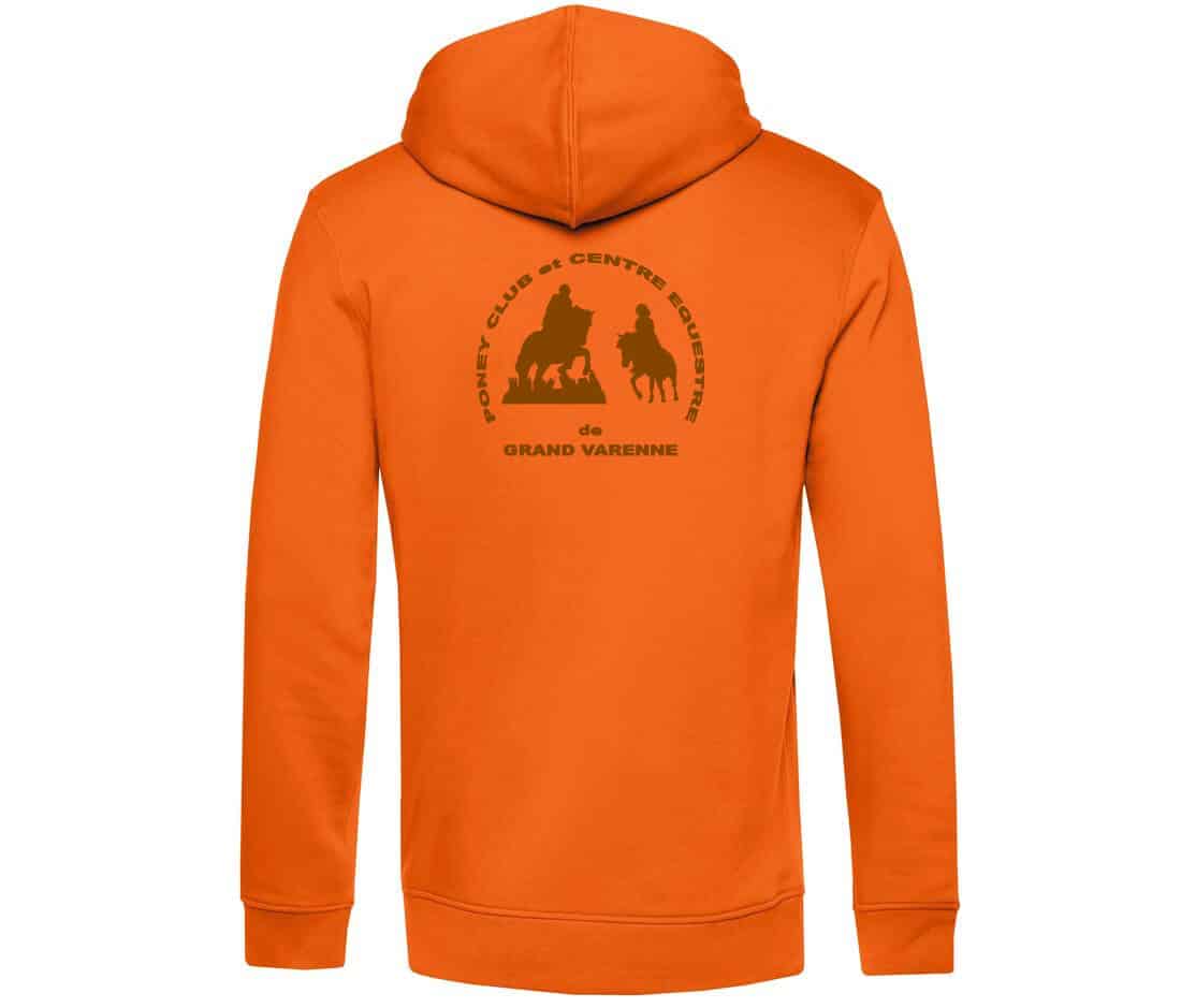 SWEAT A CAPUCHE (homme) - Centre équestre de Grand Varenne - Orange - BCU33B – Image 3