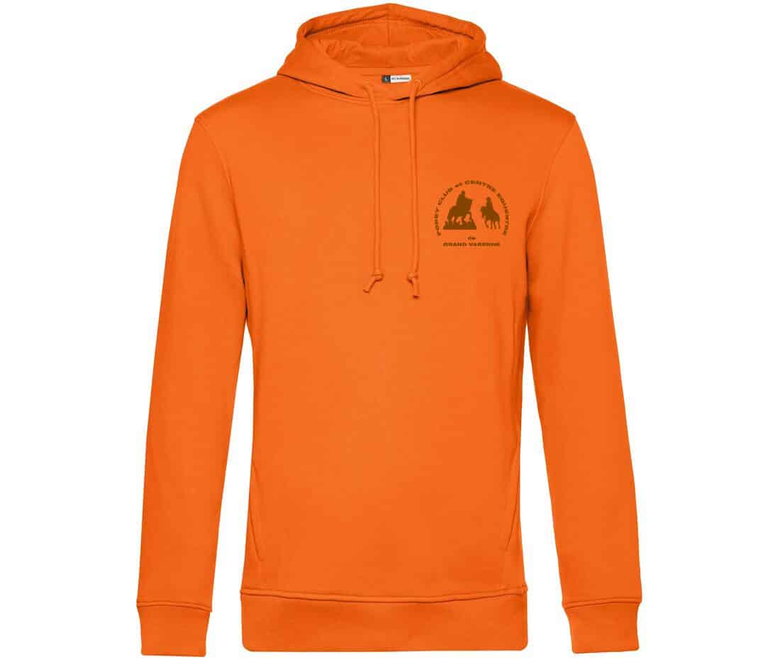 SWEAT A CAPUCHE (homme) - Centre équestre de Grand Varenne - Orange - BCU33B