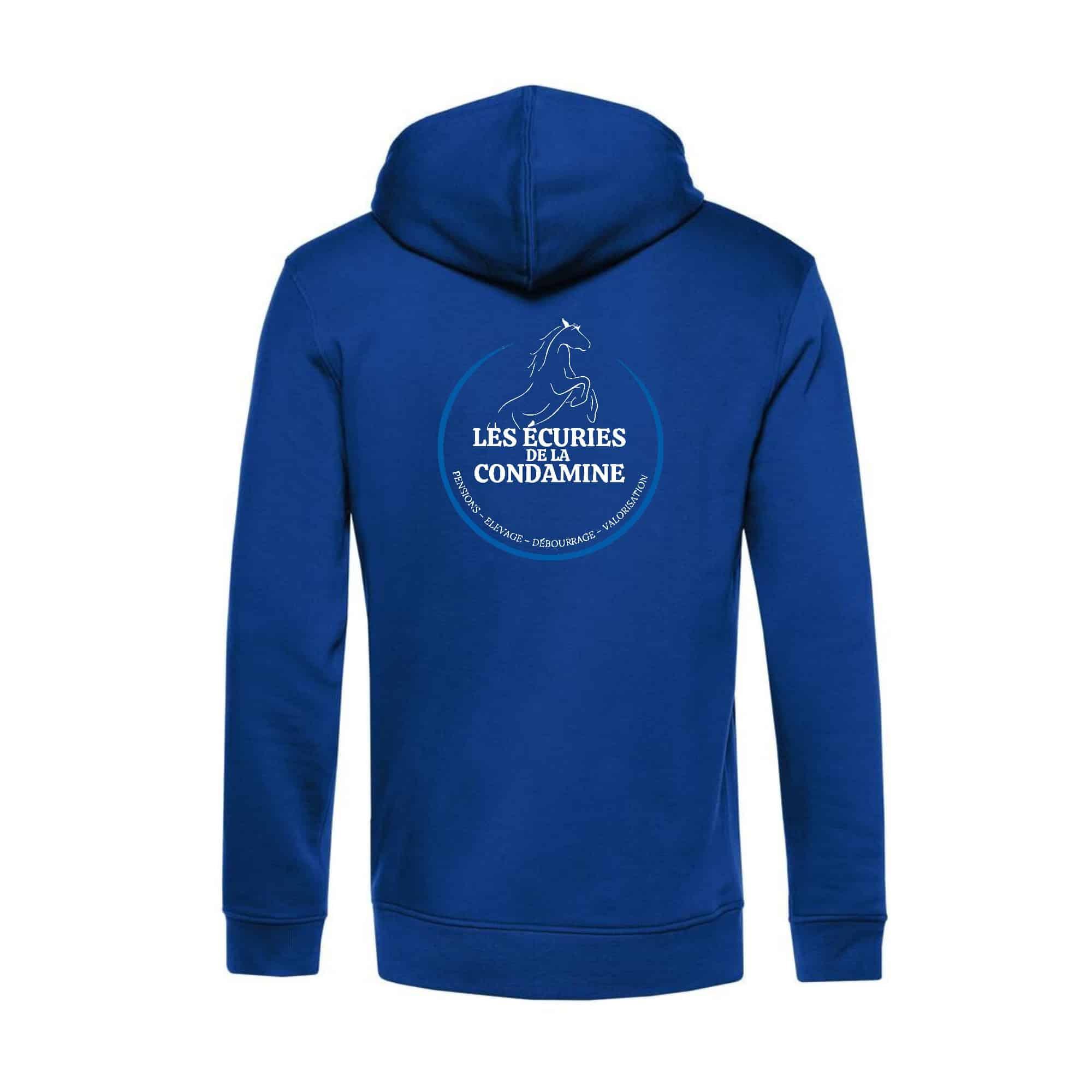 SWEAT A CAPUCHE (homme) - Les écuries de la condamine - Bleu roi - BCU33B – Image 3