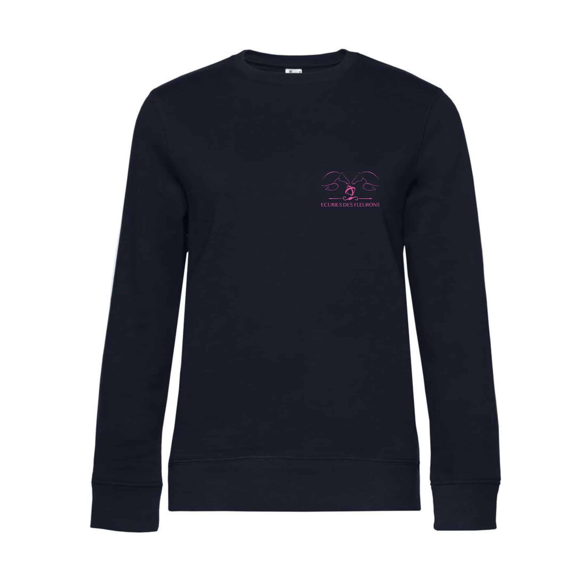 SWEAT COL ROND (femme) - ecuries des fleurons - Navy - BCW01Q