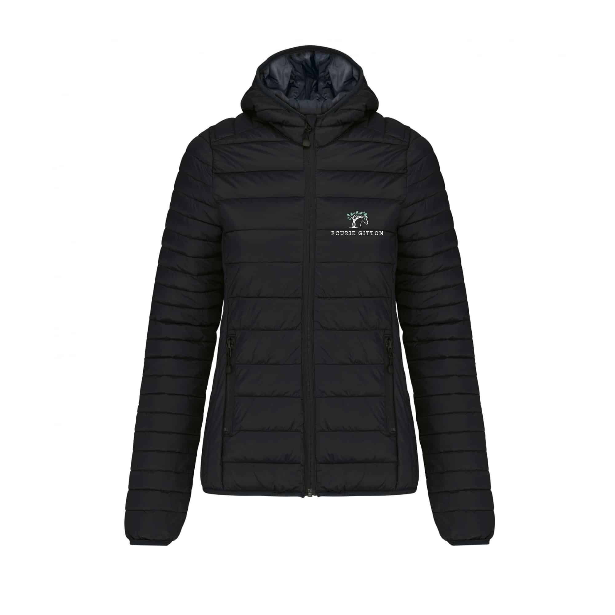 DOUDOUNE AVEC MANCHES ET CAPUCHE (femme) - ECURIE GITTON - Noir - K6111