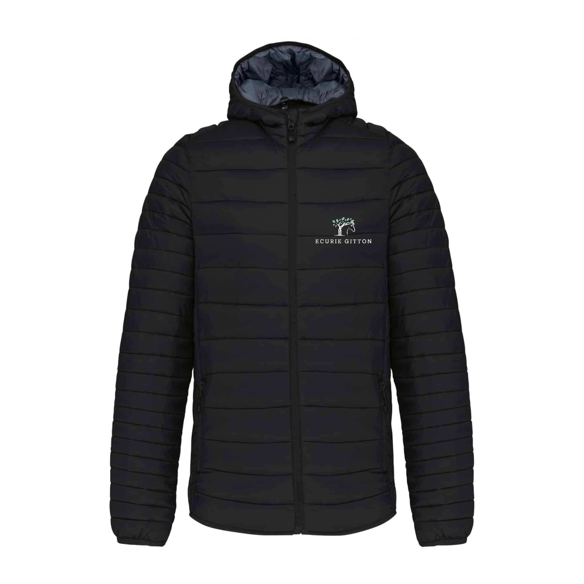 DOUDOUNE AVEC MANCHES ET CAPUCHE (homme) - ECURIE GITTON - Noir - K6110