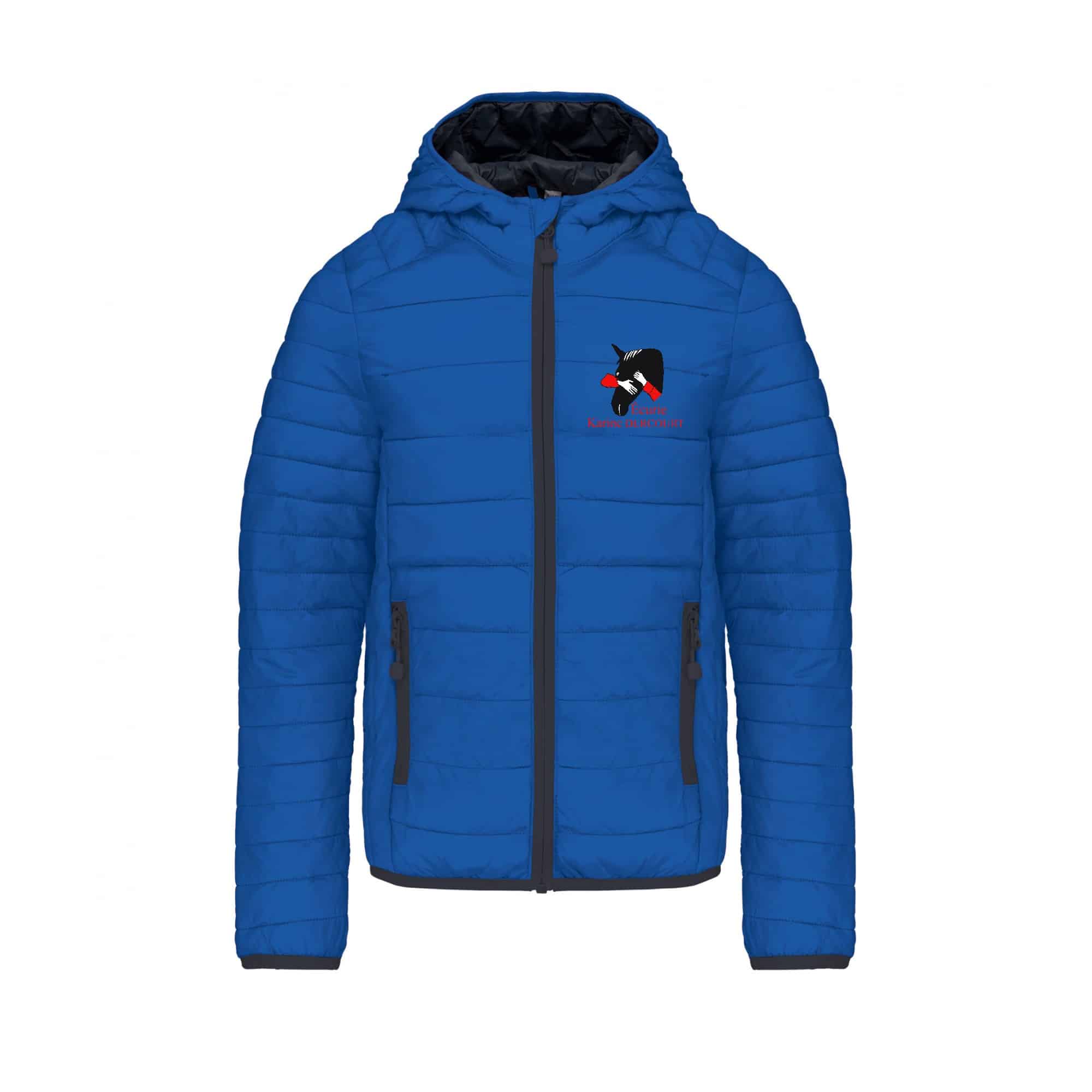 DOUDOUNE AVEC MANCHES ET CAPUCHE (enfant) - Écurie Karine Dercourt - Bleu roi - K6112