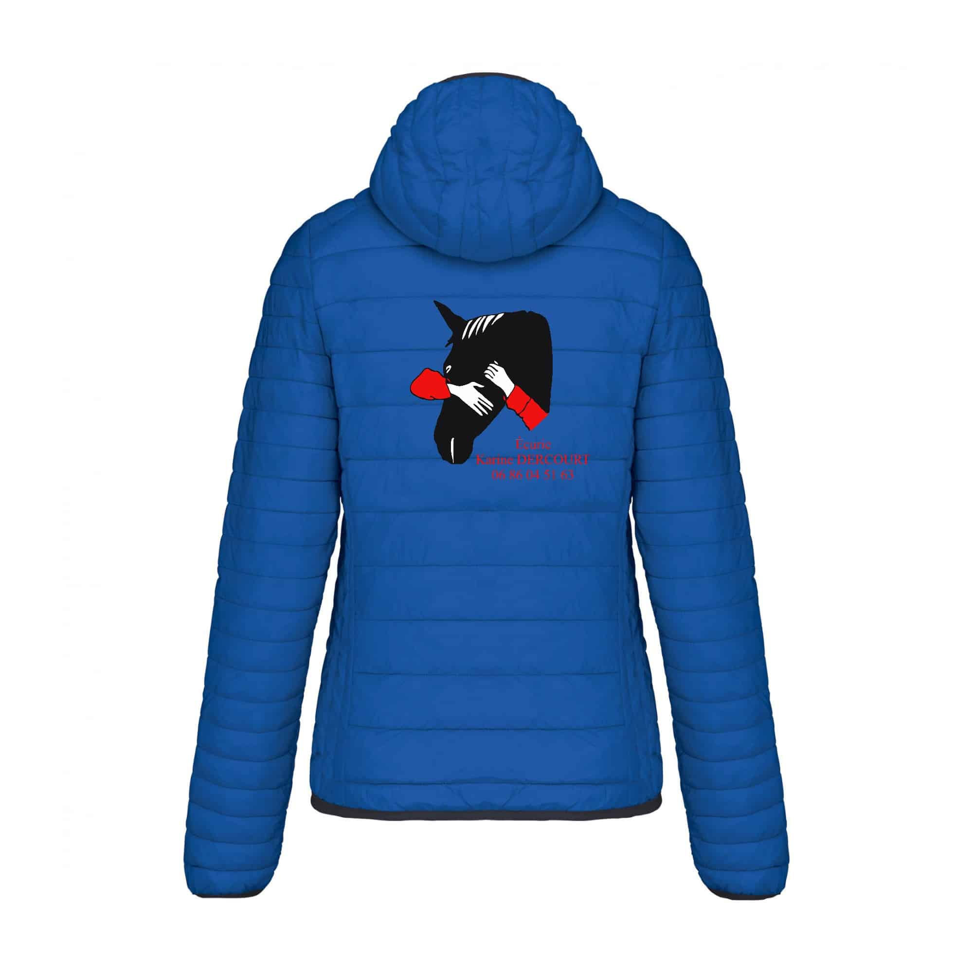DOUDOUNE AVEC MANCHES ET CAPUCHE (femme) - Écurie Karine Dercourt - Bleu roi - K6111 – Image 3