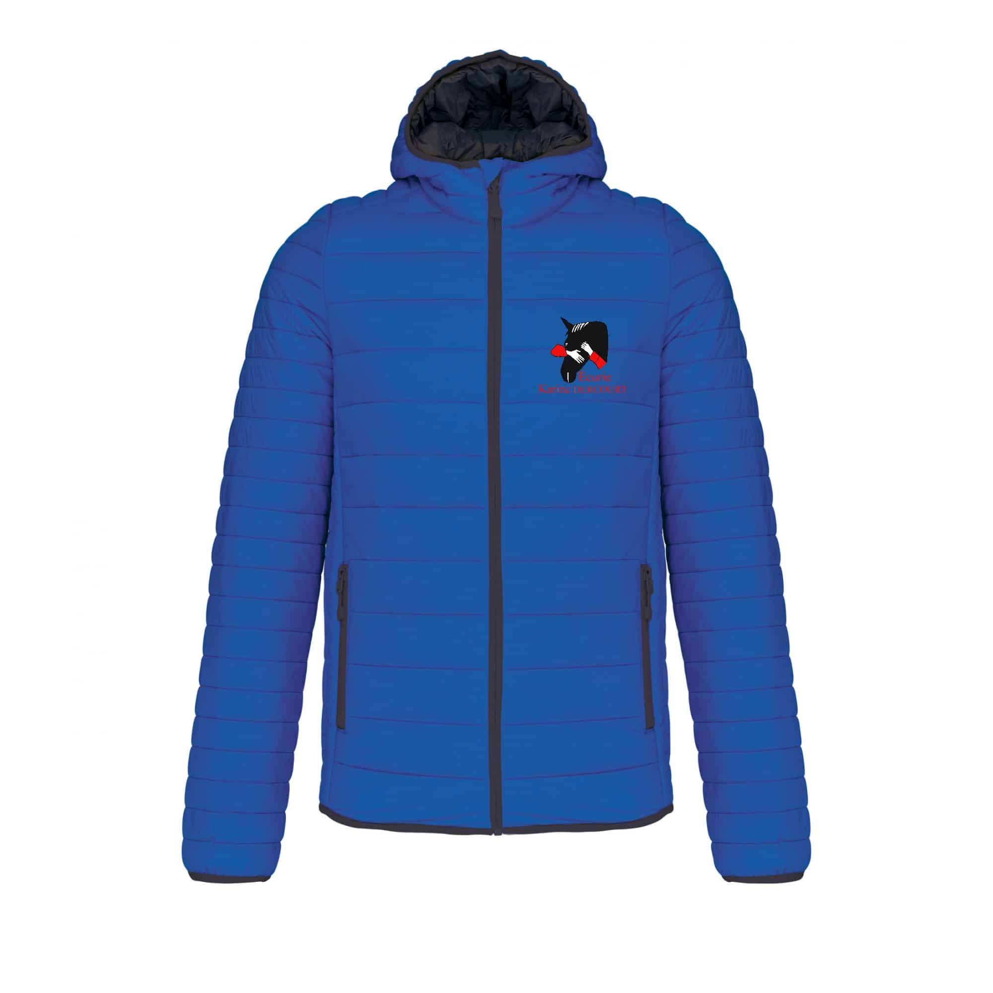 DOUDOUNE AVEC MANCHES ET CAPUCHE (homme) - Écurie Karine Dercourt - Bleu roi - K6110