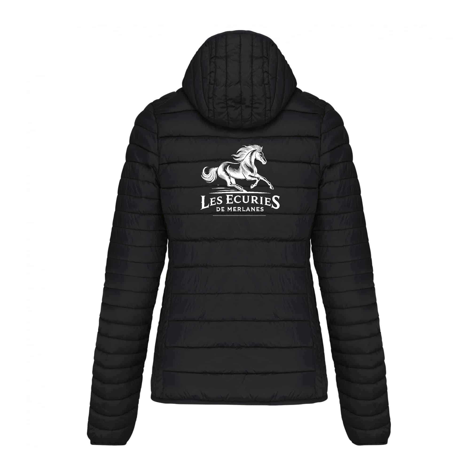 DOUDOUNE AVEC MANCHES ET CAPUCHE (femme) - Les Ecuries de Merlanes - Noir - K6111 – Image 3