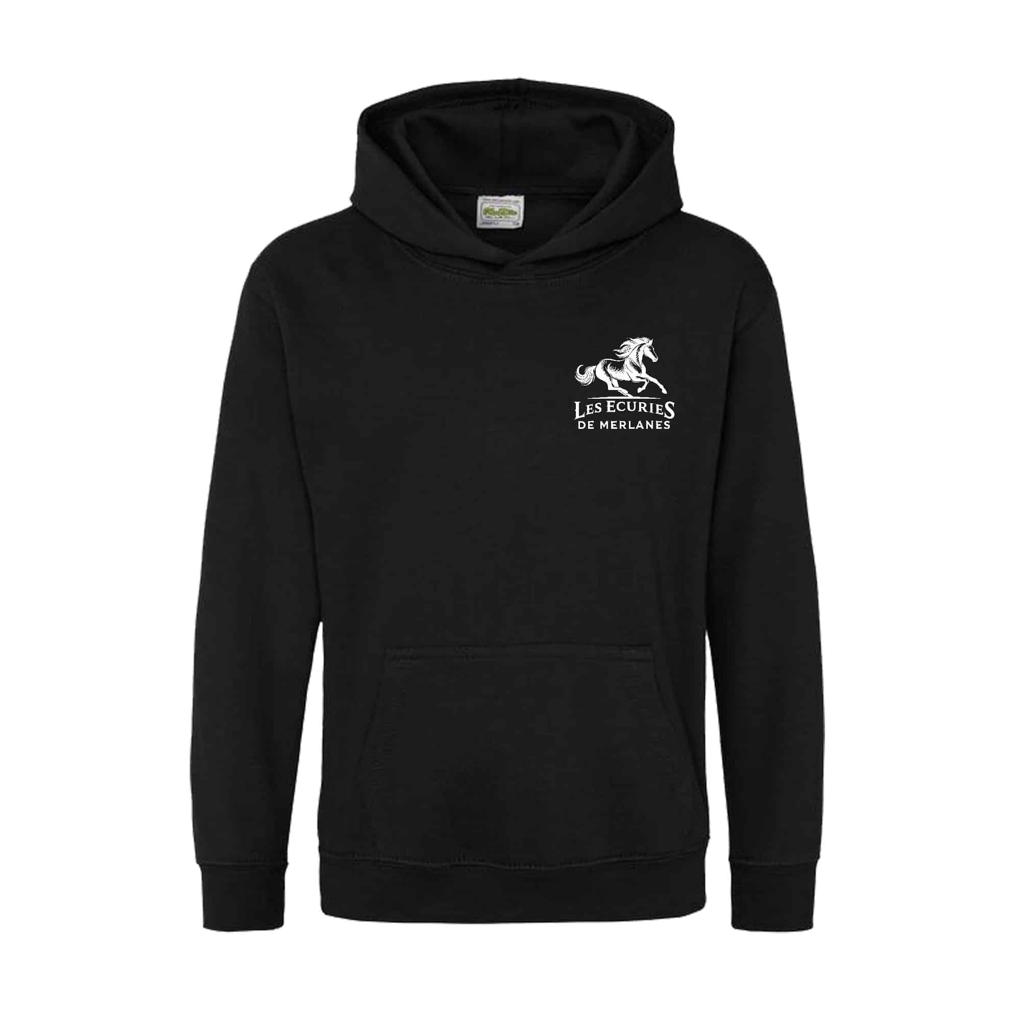 SWEAT A CAPUCHE (enfant) - Les Ecuries de Merlanes - Noir - K477