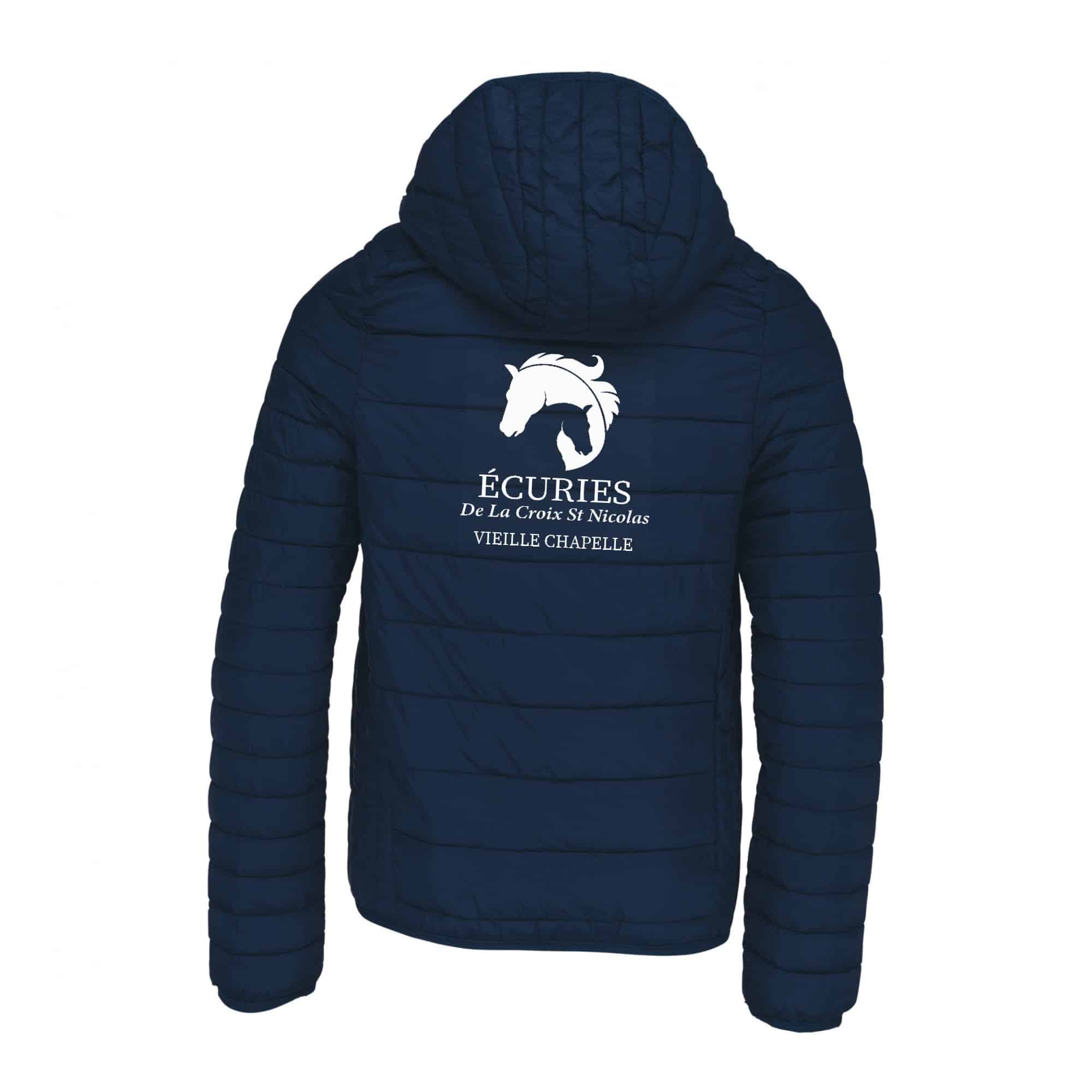 DOUDOUNE AVEC MANCHES ET CAPUCHE (enfant) - ECURIES de La Croix Saint Nicolas - Navy - K6112 – Image 3