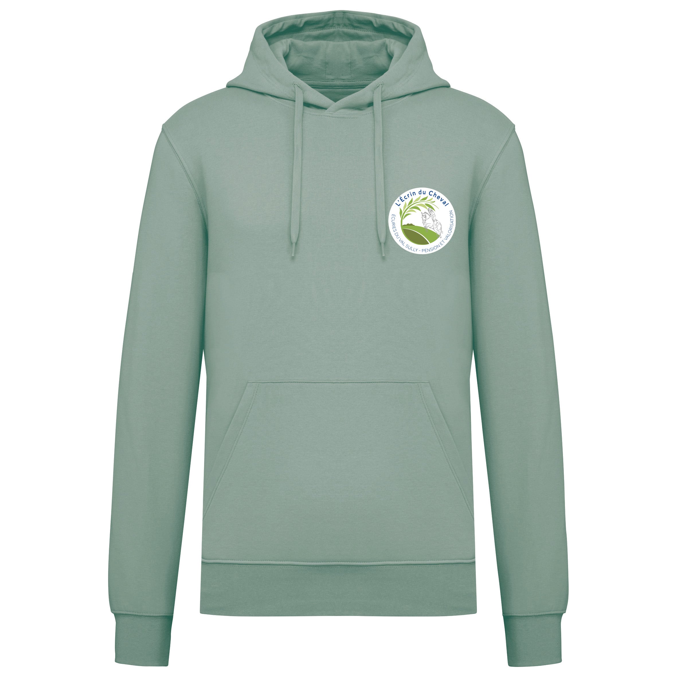 Sweat avec capuche et poche kangourou (homme) - L'Ecrin du Cheval - Sage - K4027