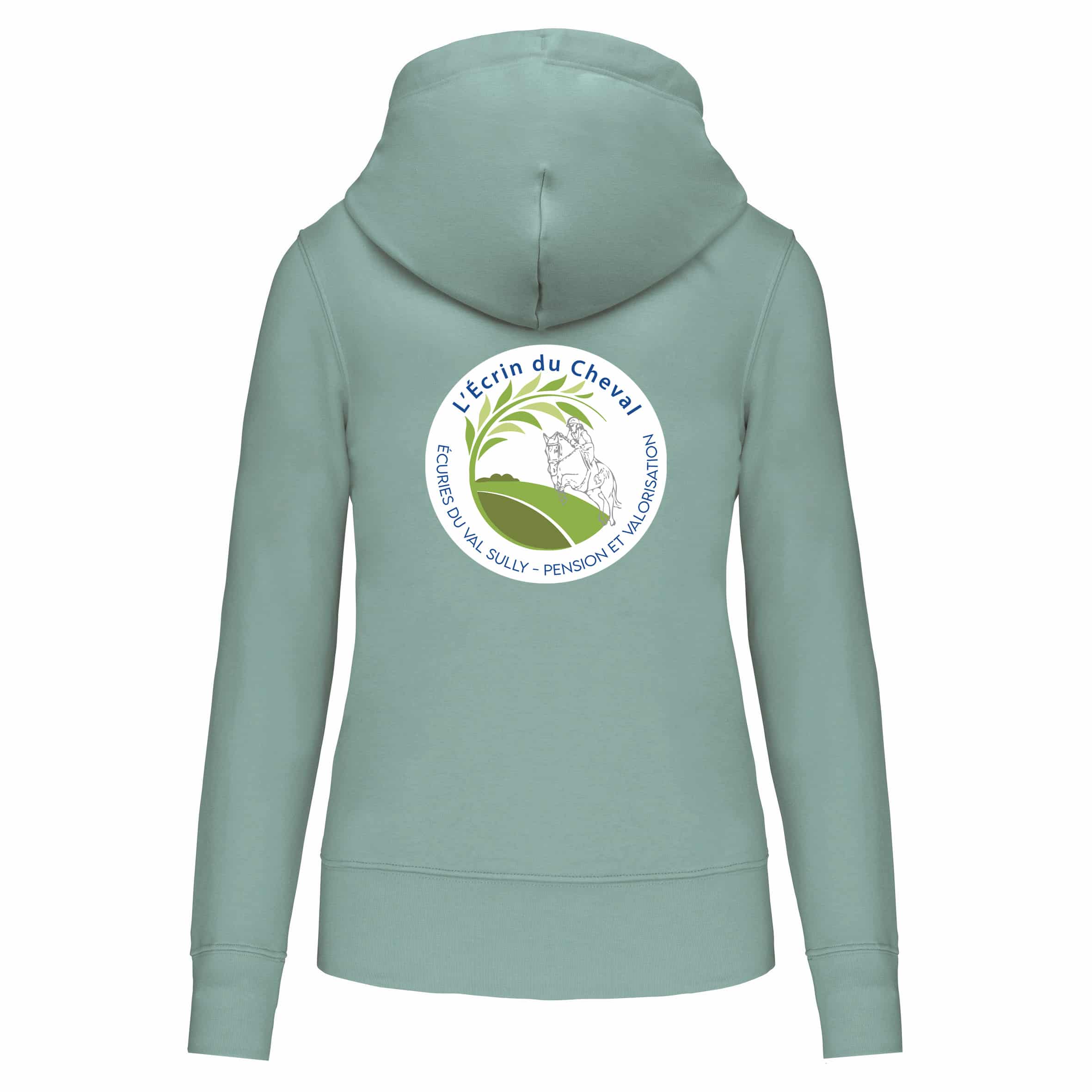 Sweat avec capuche et poche kangourou (femme) - L'Ecrin du Cheval - Sage - K4028 – Image 3