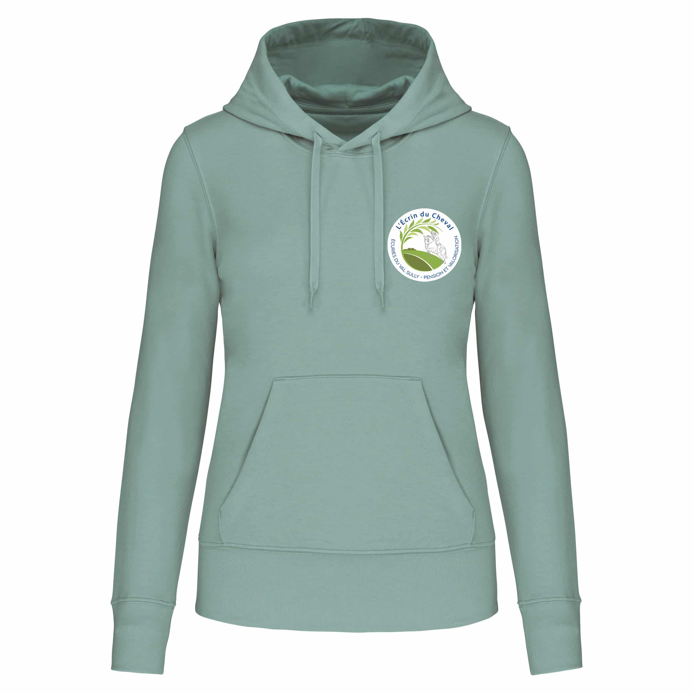 Sweat avec capuche et poche kangourou (femme) - L'Ecrin du Cheval - Sage - K4028