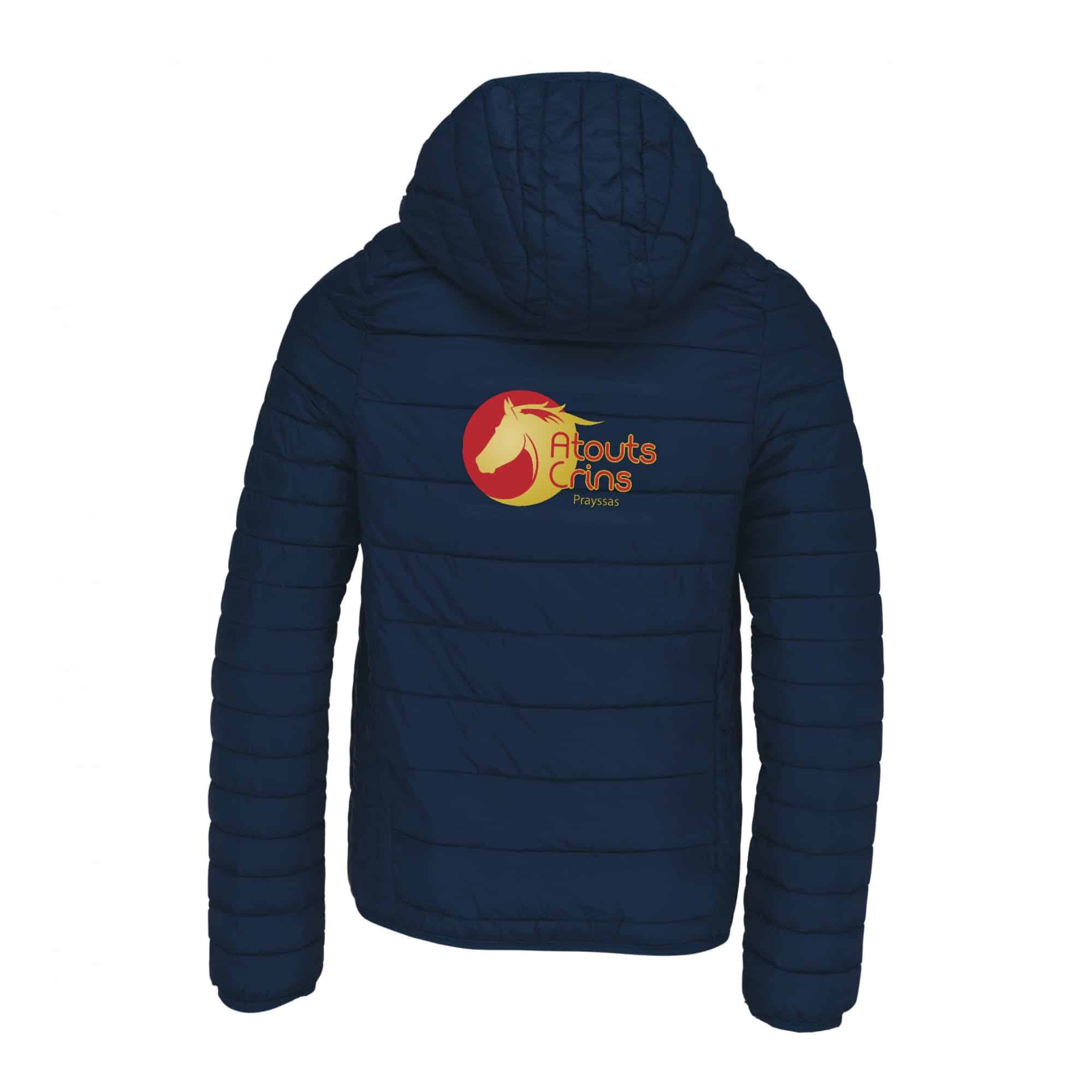 DOUDOUNE AVEC MANCHES ET CAPUCHE (enfant) - Association Atouts Crins - Navy - K6112 – Image 3