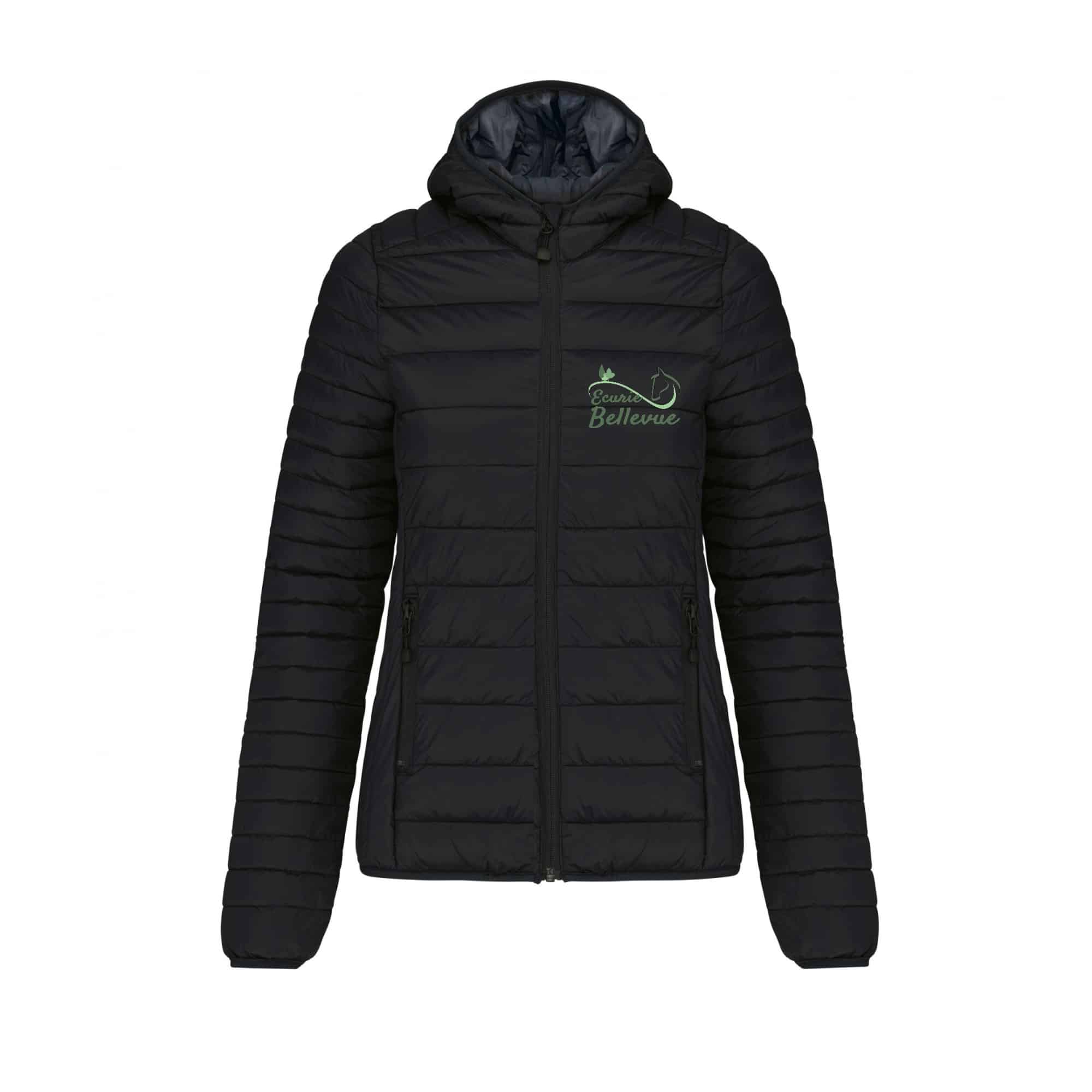 DOUDOUNE AVEC MANCHES ET CAPUCHE (femme) - SCEA ECURIE BELLEVUE - Noir - K6111