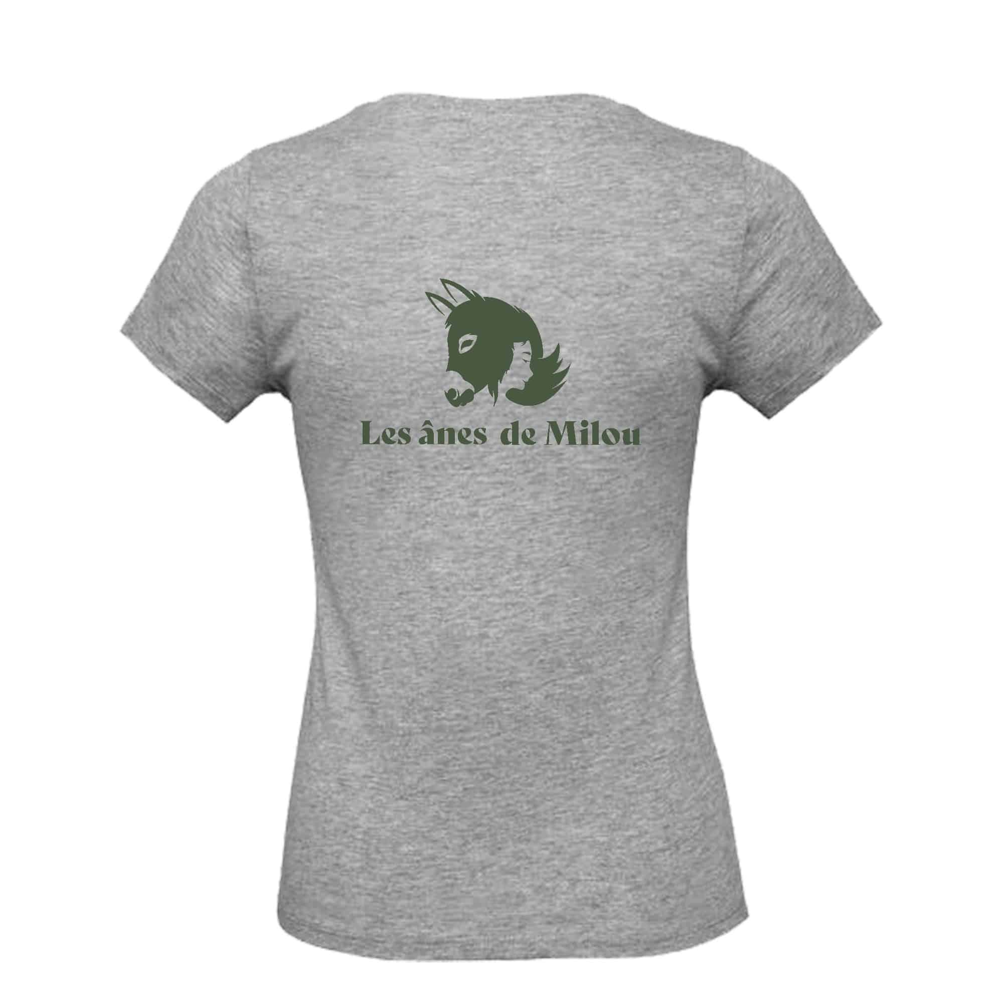 T-SHIRT (femme) - Les ânes de Milou - Gris Chiné - BC04T – Image 3