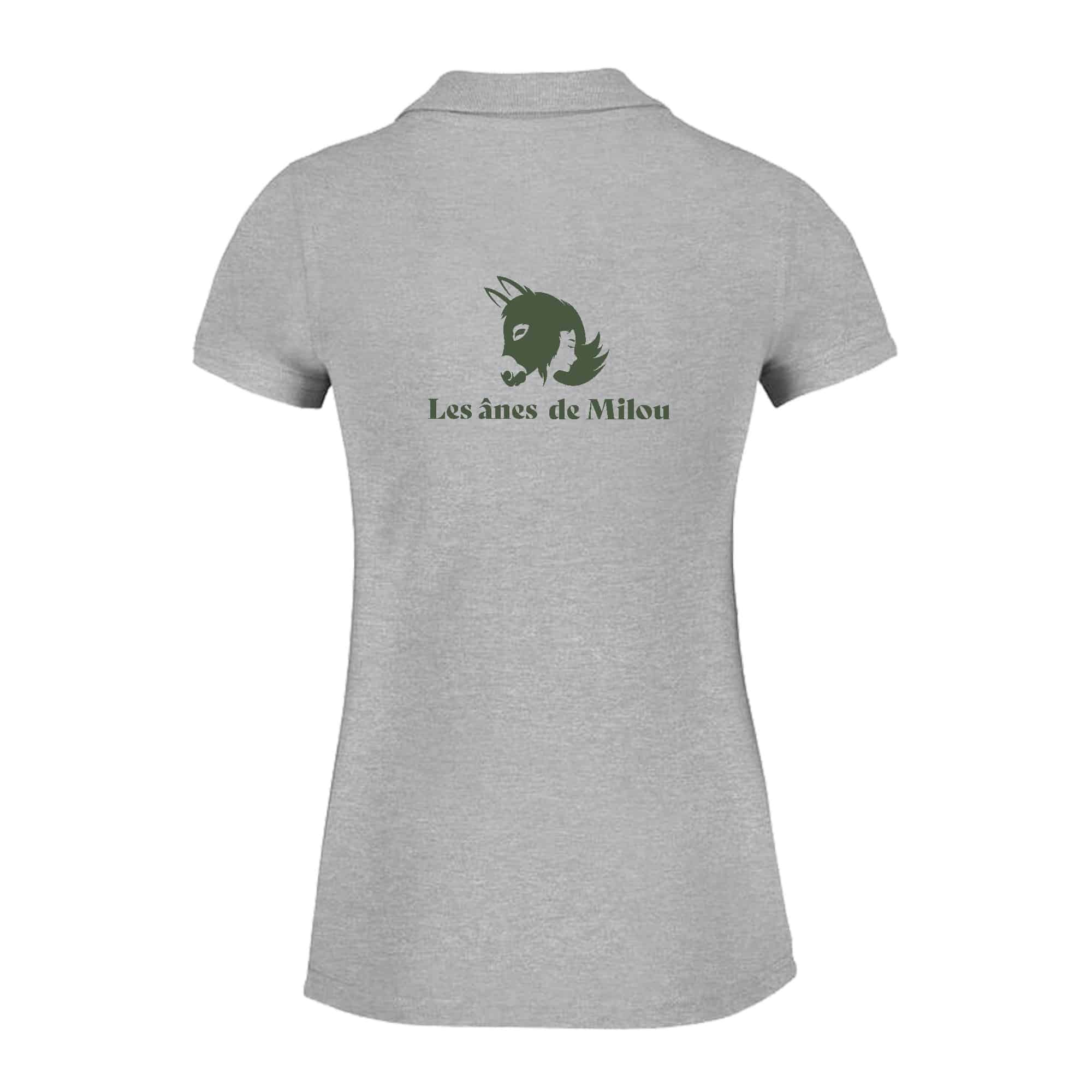 POLO (femme) - Les ânes de Milou - Gris Chiné - BCI1F – Image 3