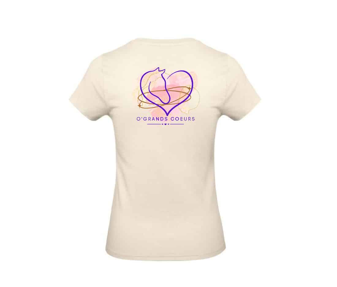 T-SHIRT (femme) - Association O’GRANDS COEURS - Beige - BC04T – Image 3