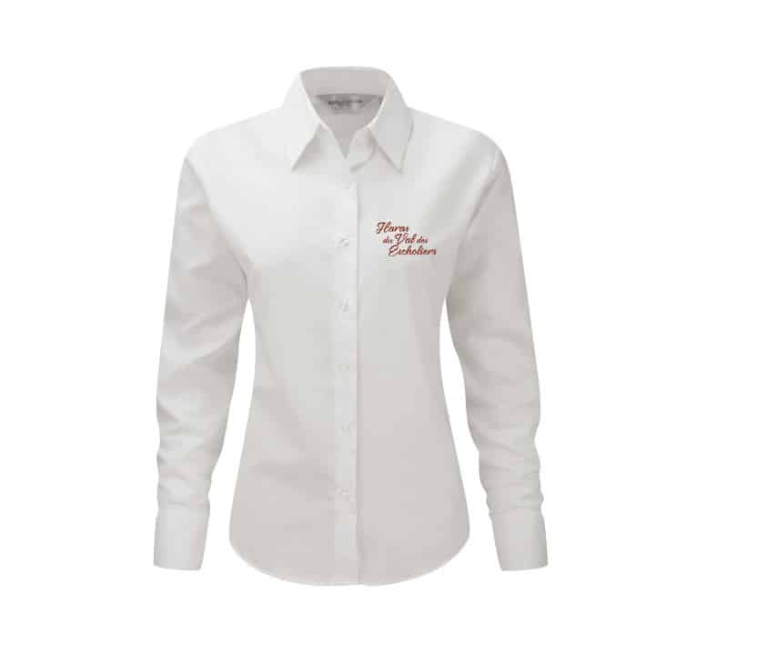 CHEMISE MANCHES LONGUES (femme) - Haras du val des escholiers – Blanc - JZ32F