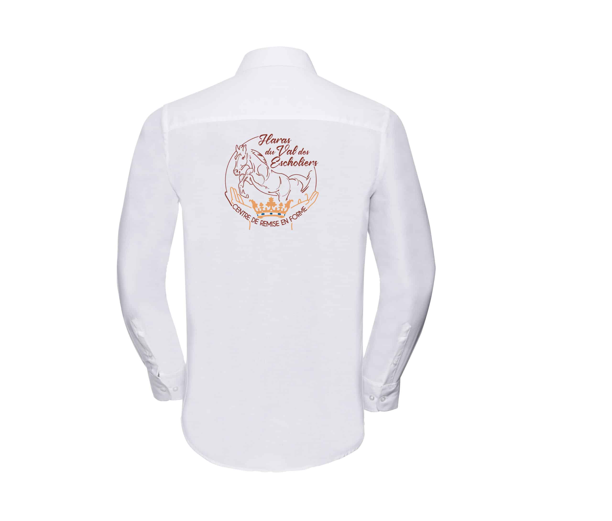CHEMISE MANCHES LONGUES (homme) - Haras du val des escholiers – Blanc - JZ922 – Image 2