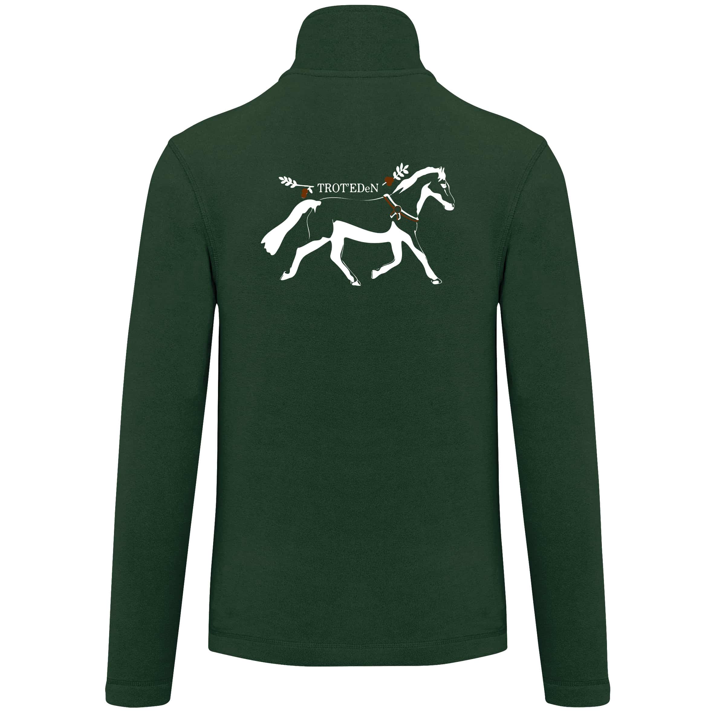 Veste micropolaire zippée (homme) – associtation TROT'EDeN - Vert Foret – K911 – Image 3