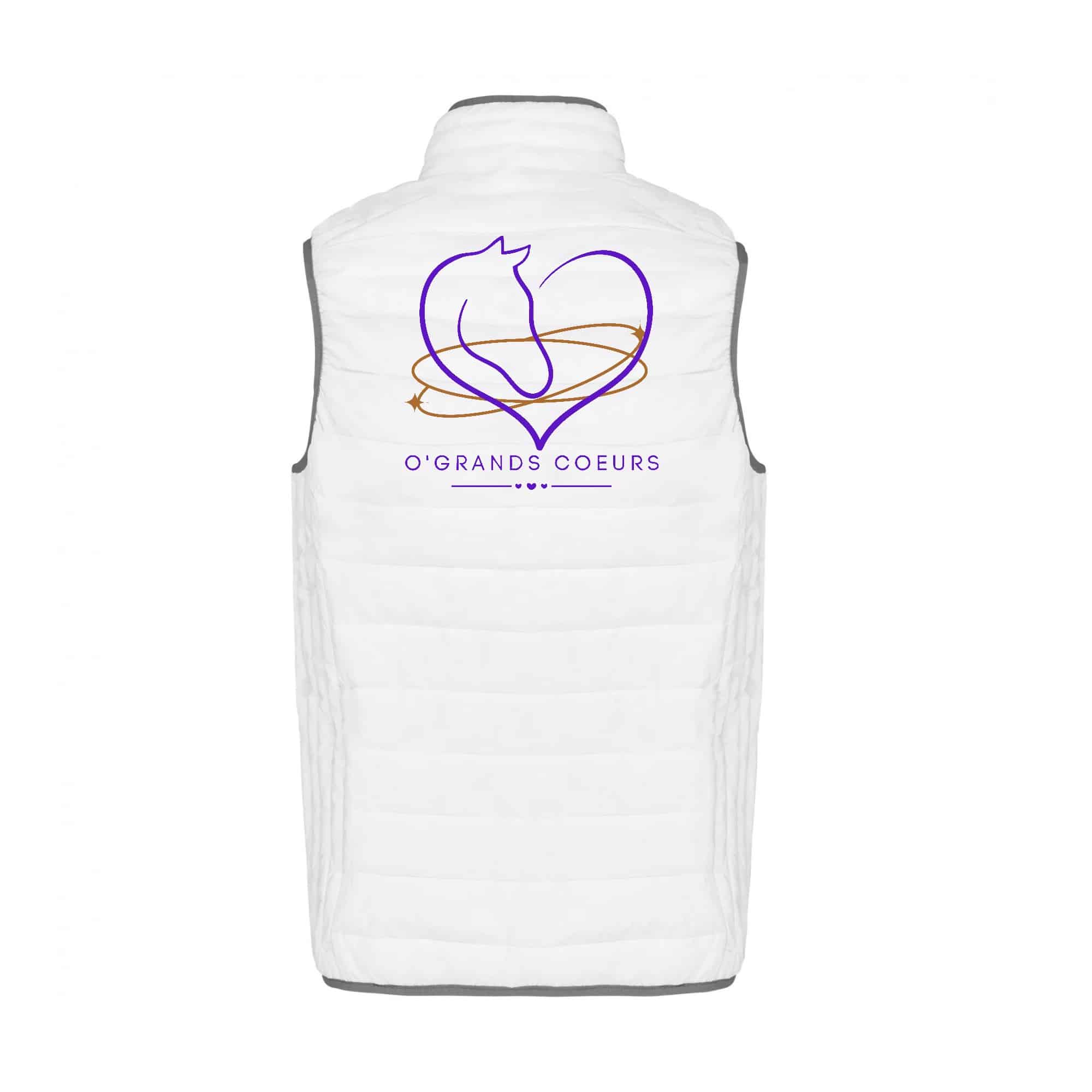 DOUDOUNE SANS MANCHES (homme) - Association O’GRANDS COEURS - Blanc - K6113 – Image 3