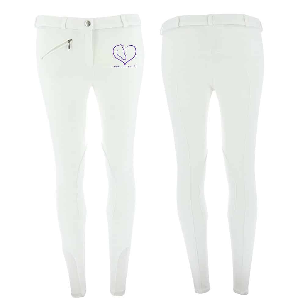 Pantalon d'équitation RIDING WORLD (femme) - Association O’GRANDS COEURS - Blanc - 989071