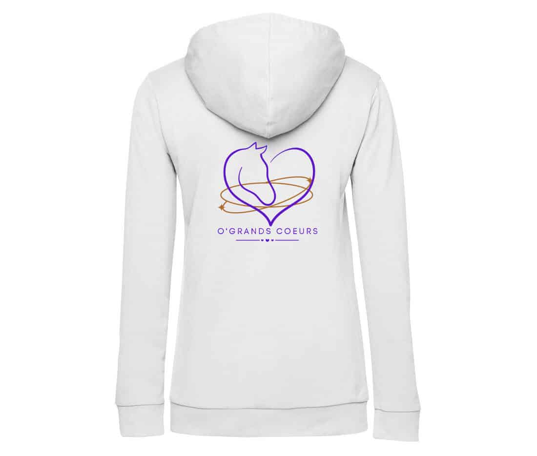 SWEAT A CAPUCHE (femme) – Association O’GRANDS COEURS - Blanc - BCW34B – Image 3