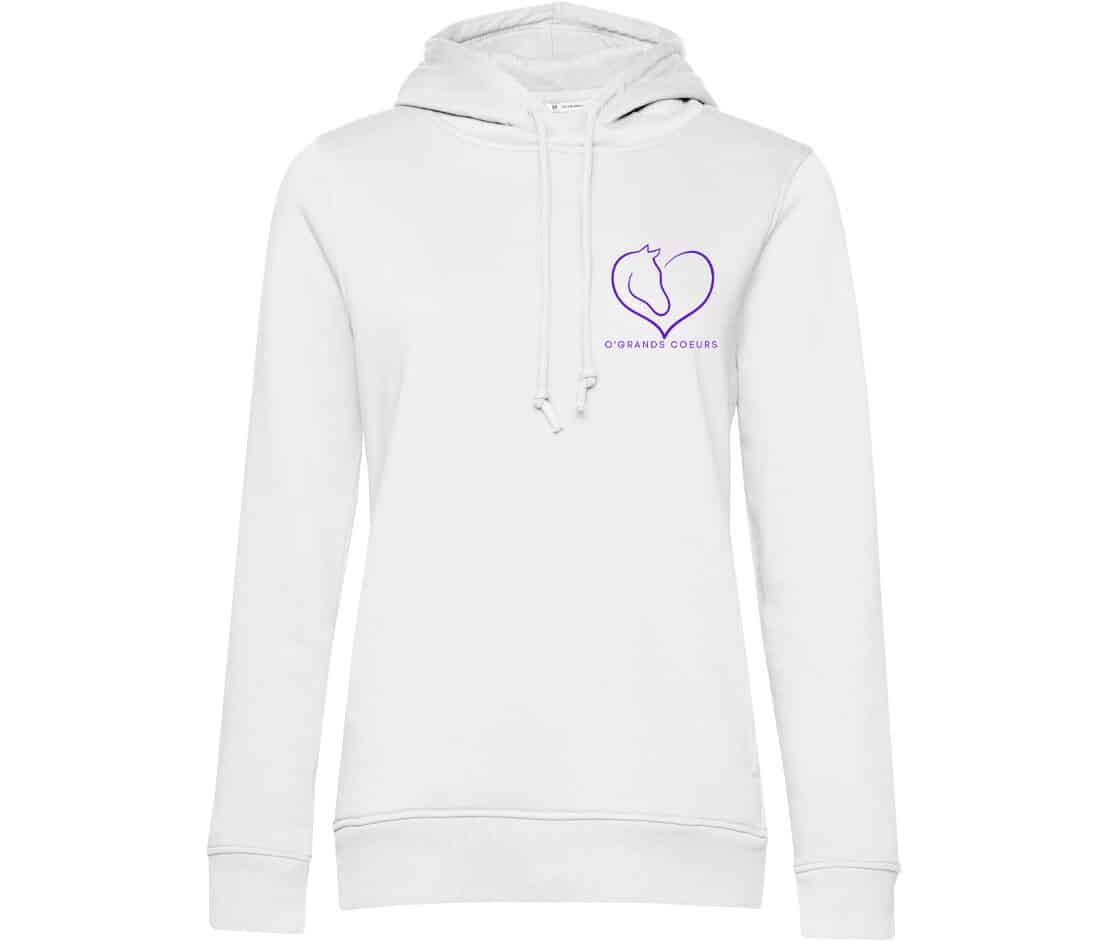 SWEAT A CAPUCHE (femme) – Association O’GRANDS COEURS - Blanc - BCW34B
