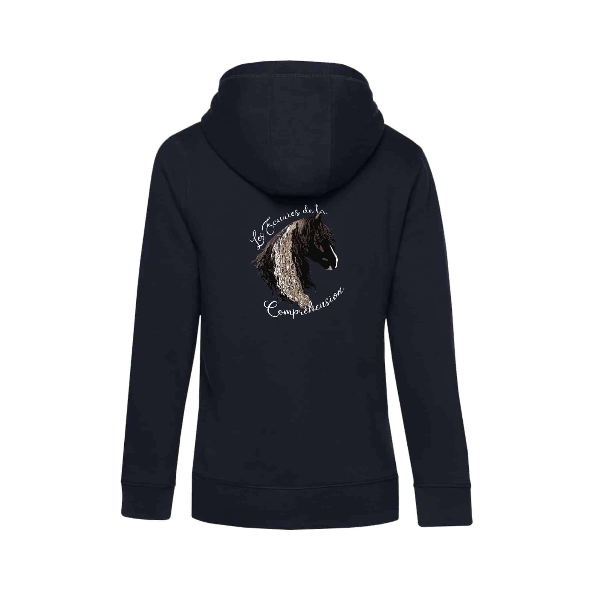 SWEAT A CAPUCHE (femme) – Les écuries de la compréhension - Navy - BCW34B – Image 3