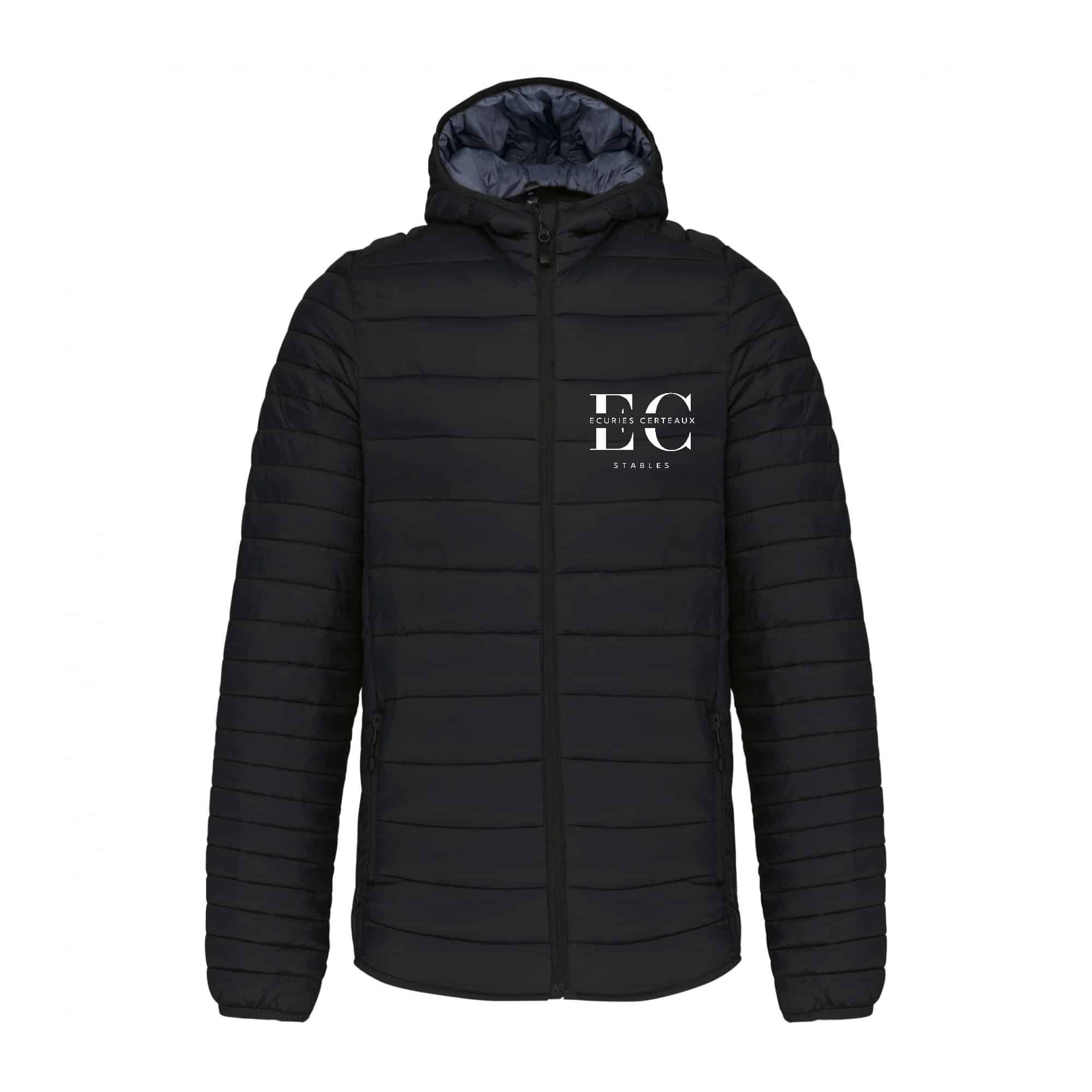 DOUDOUNE AVEC MANCHES ET CAPUCHE (homme) - Écuries Certeaux - Noir - K6110