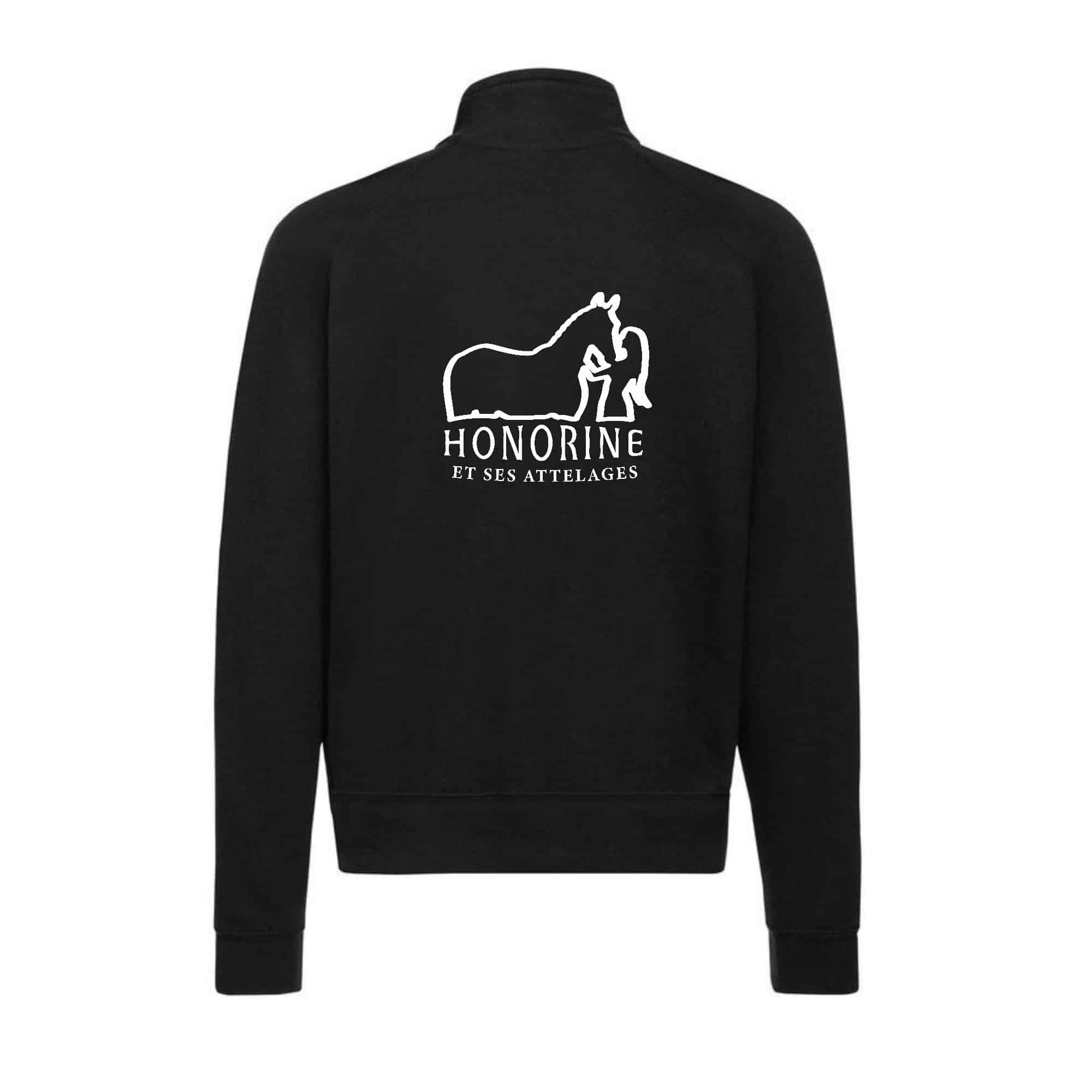 SWEAT ZIPPE SANS CAPUCHE (homme) - Honorine et ses attelages - Noir - SC365 – Image 2