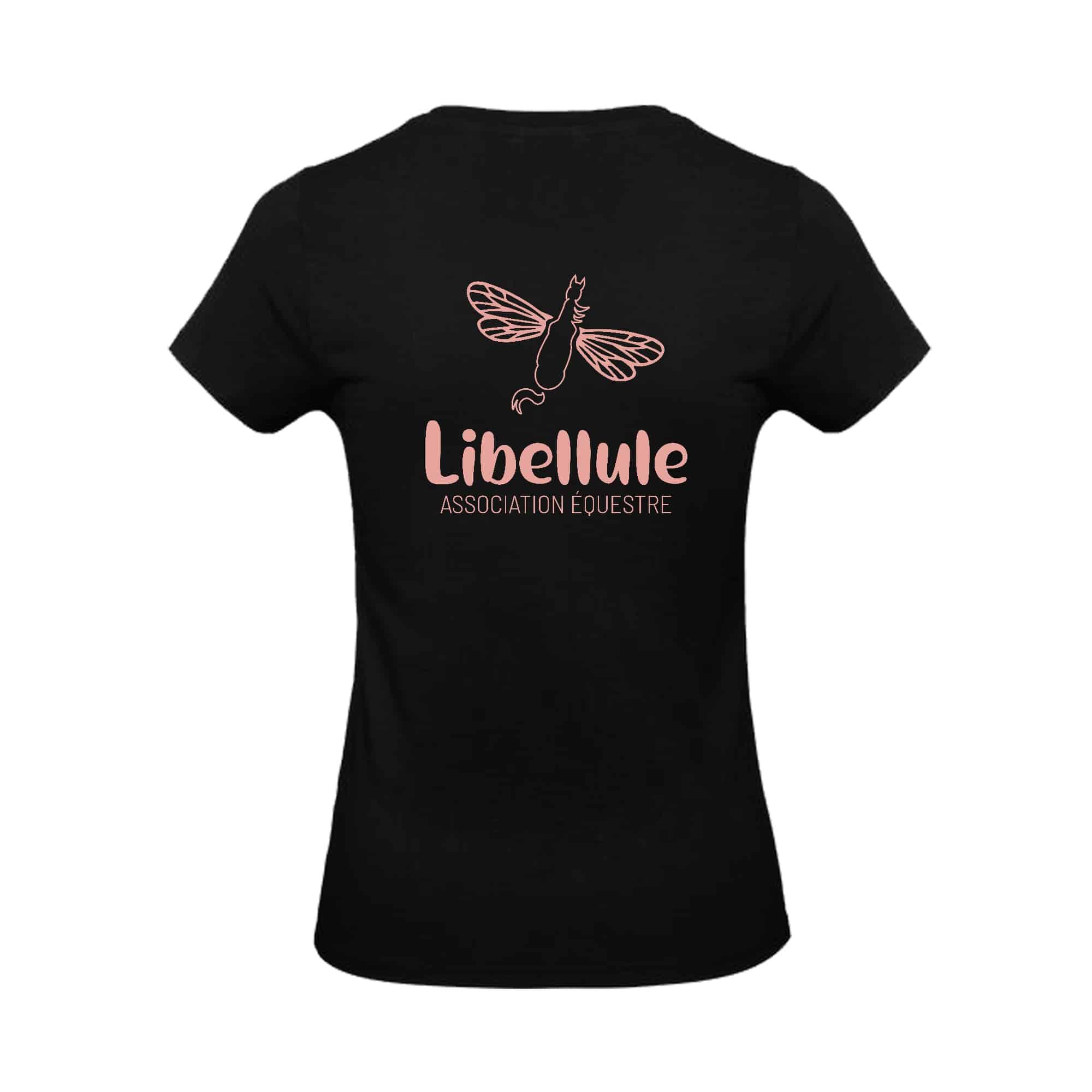 T-SHIRT (femme) - Association équestre Libellule - Noir - BC04T – Image 3