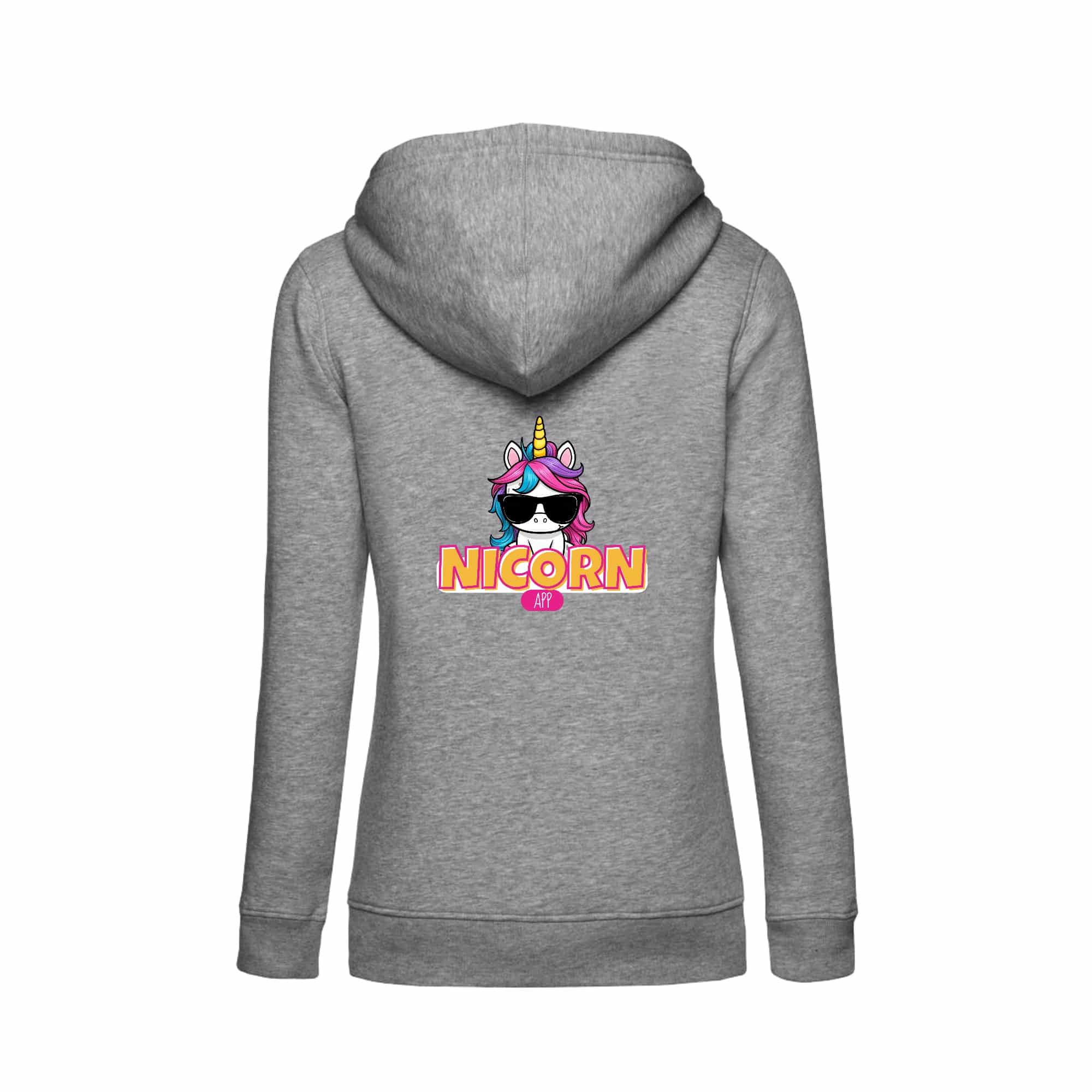 SWEAT A CAPUCHE (femme) – Nicorn App - Gris chiné - BCW34B – Image 3