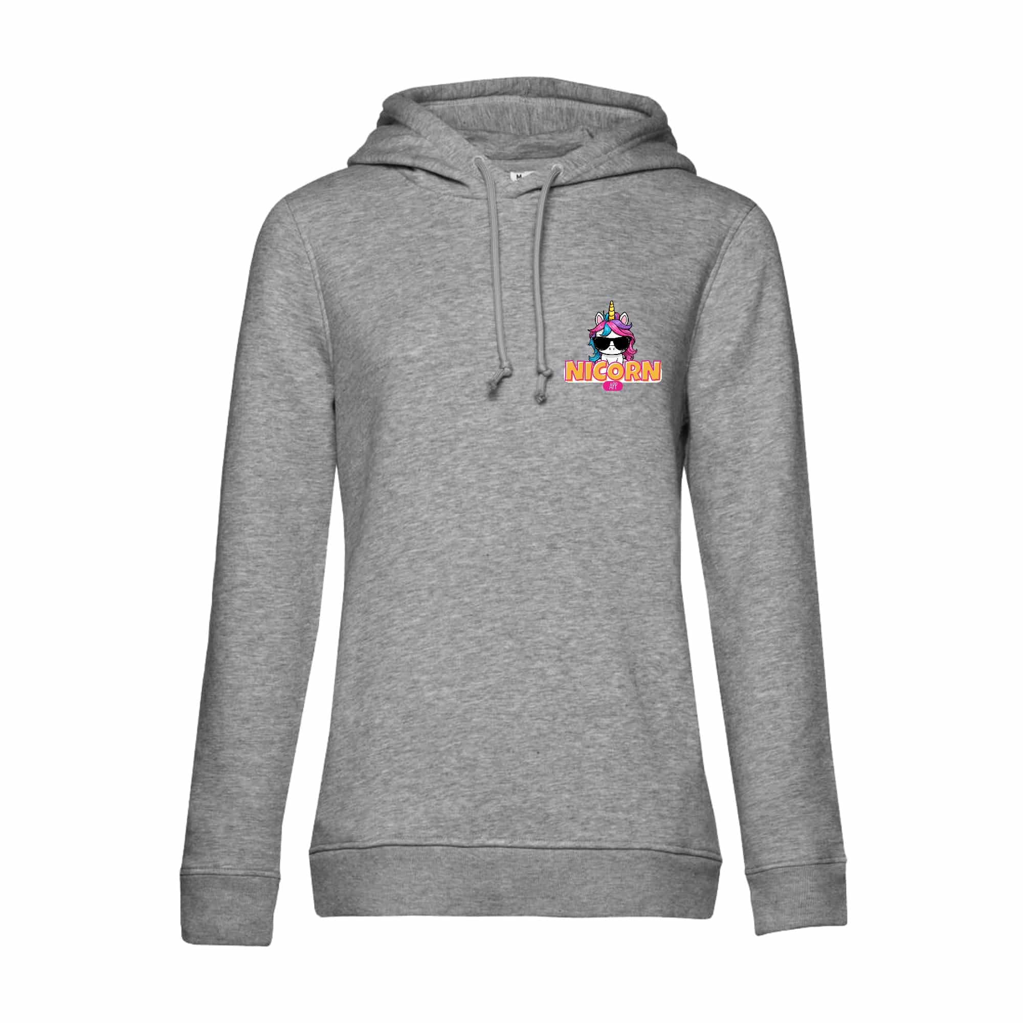 SWEAT A CAPUCHE (femme) – Nicorn App - Gris chiné - BCW34B