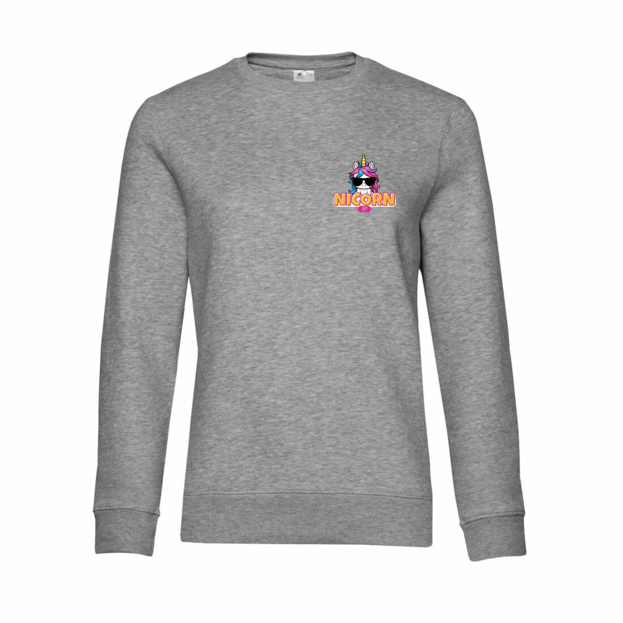 SWEAT COL ROND (femme) - Nicorn App - Gris chiné - BCW01Q