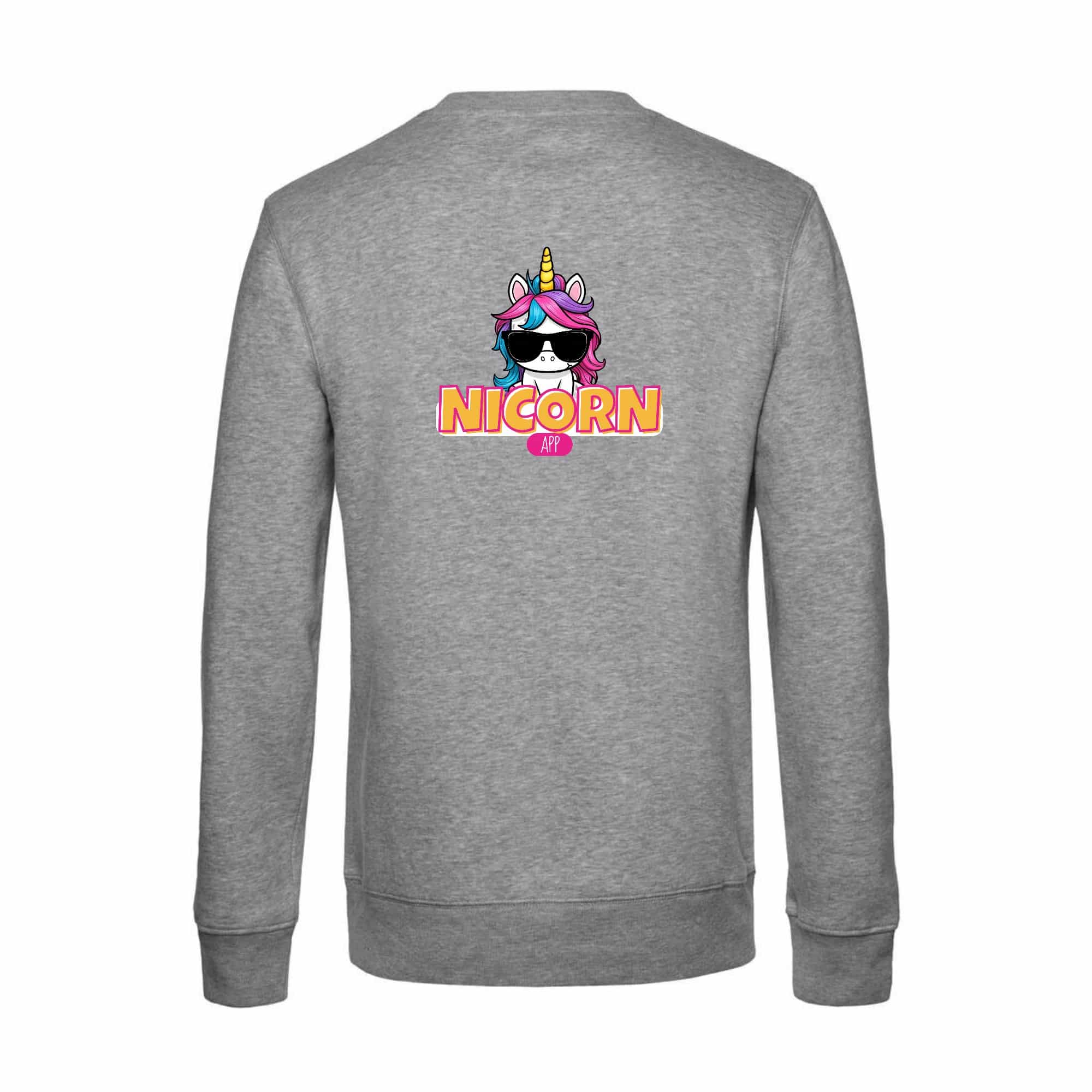 SWEAT COL ROND (femme) - Nicorn App - Gris chiné - BCW01Q – Image 3