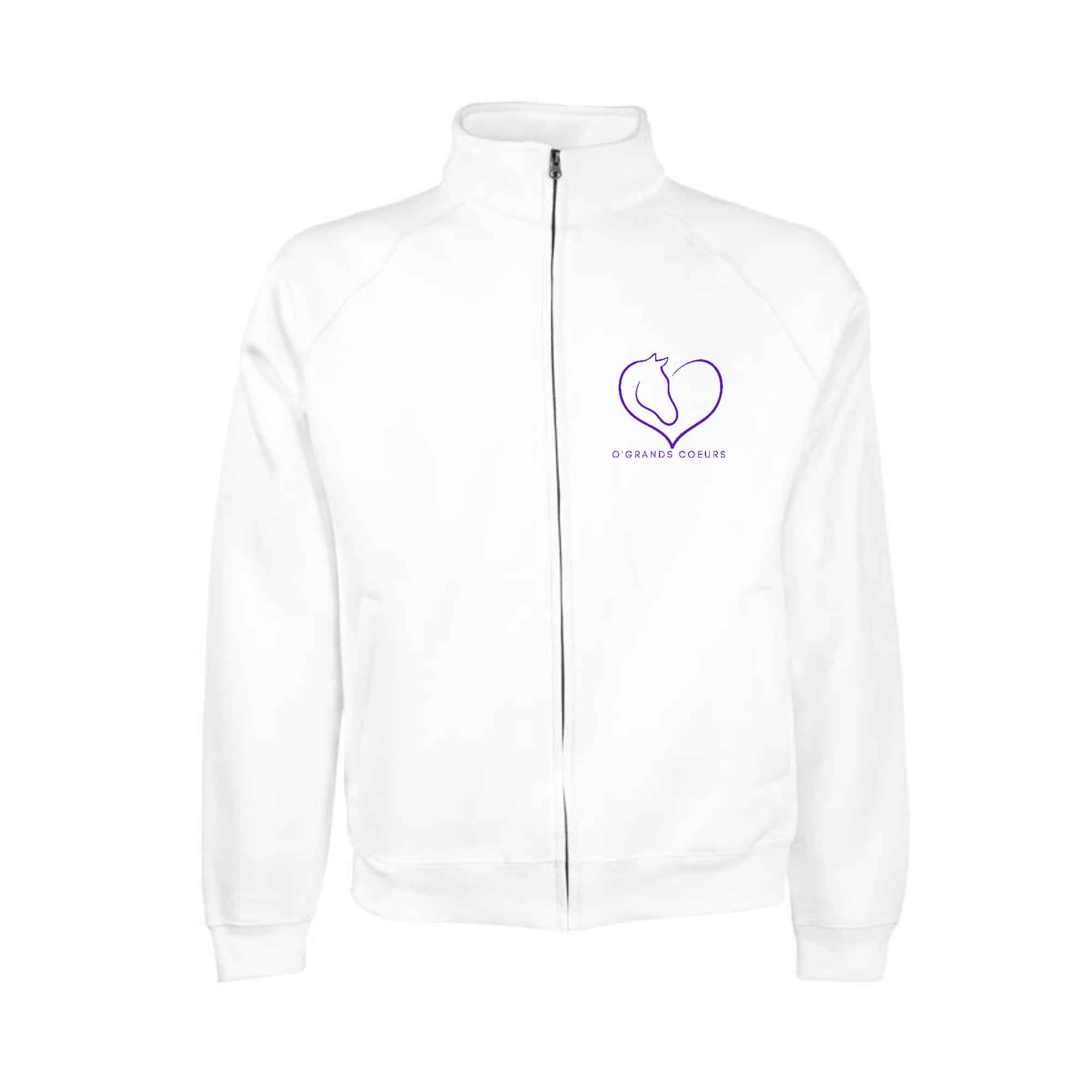 SWEAT ZIPPE SANS CAPUCHE (homme) - Association O’GRANDS COEURS - Blanc - SC365 – Image 3