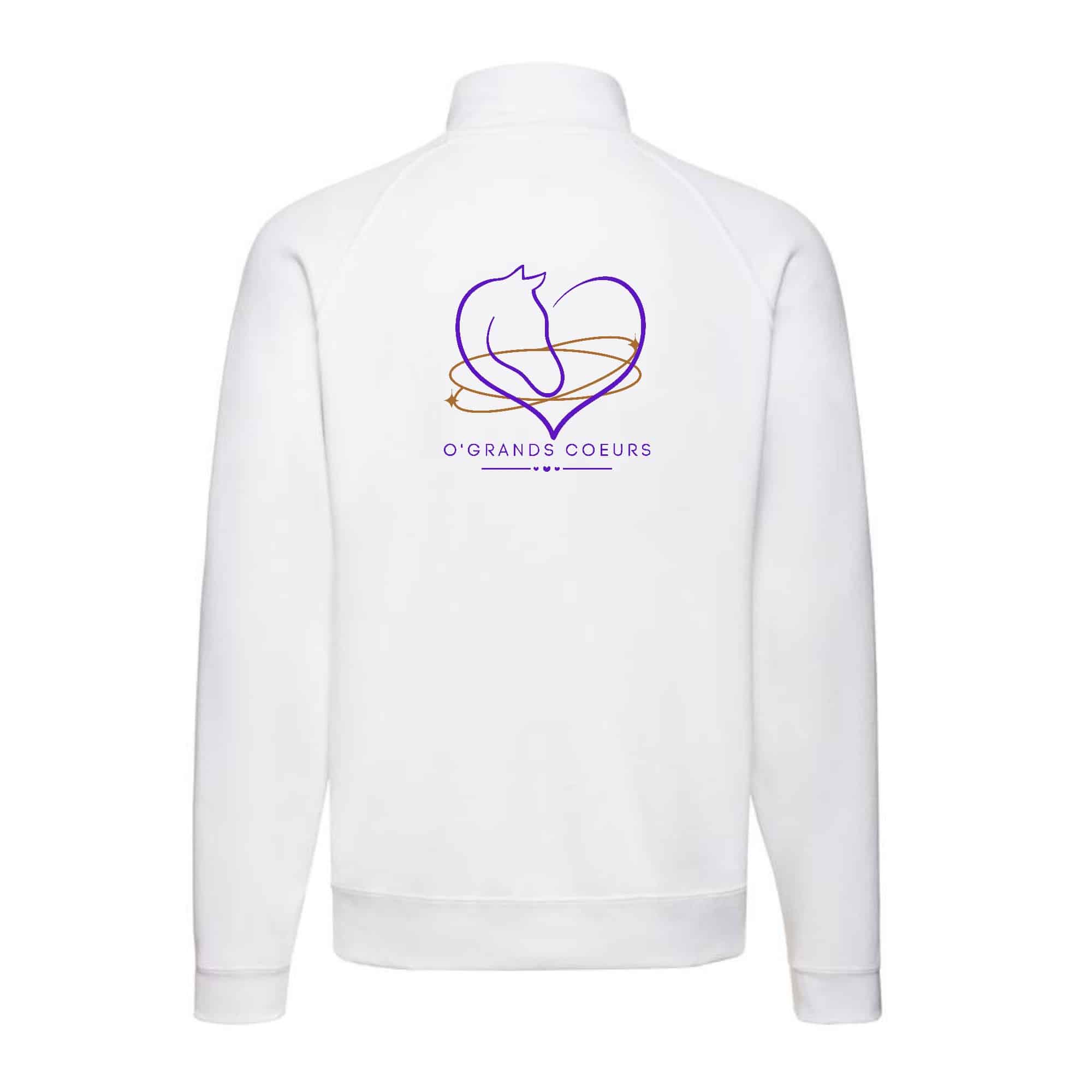 SWEAT ZIPPE SANS CAPUCHE (homme) - Association O’GRANDS COEURS - Blanc - SC365 – Image 4