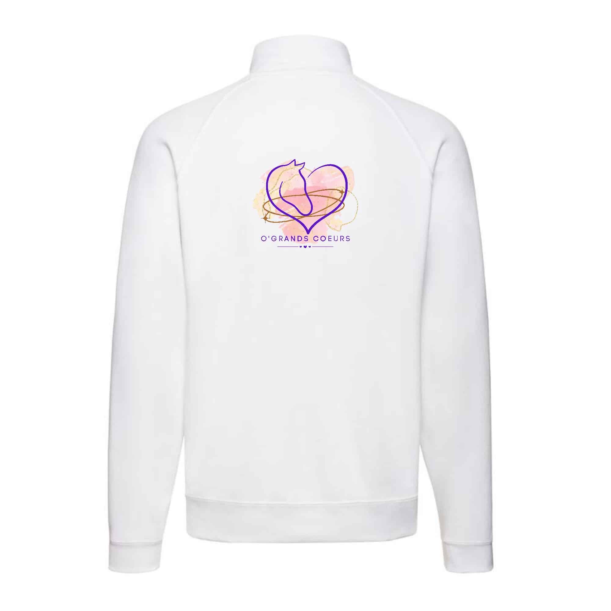 SWEAT ZIPPE SANS CAPUCHE (homme) - Association O’GRANDS COEURS - Blanc - SC365 – Image 2