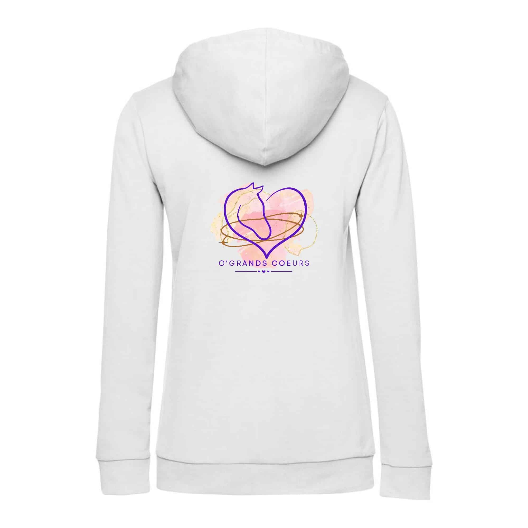 SWEAT A CAPUCHE (femme) – Association O’GRANDS COEURS - Blanc - BCW34B – Image 5