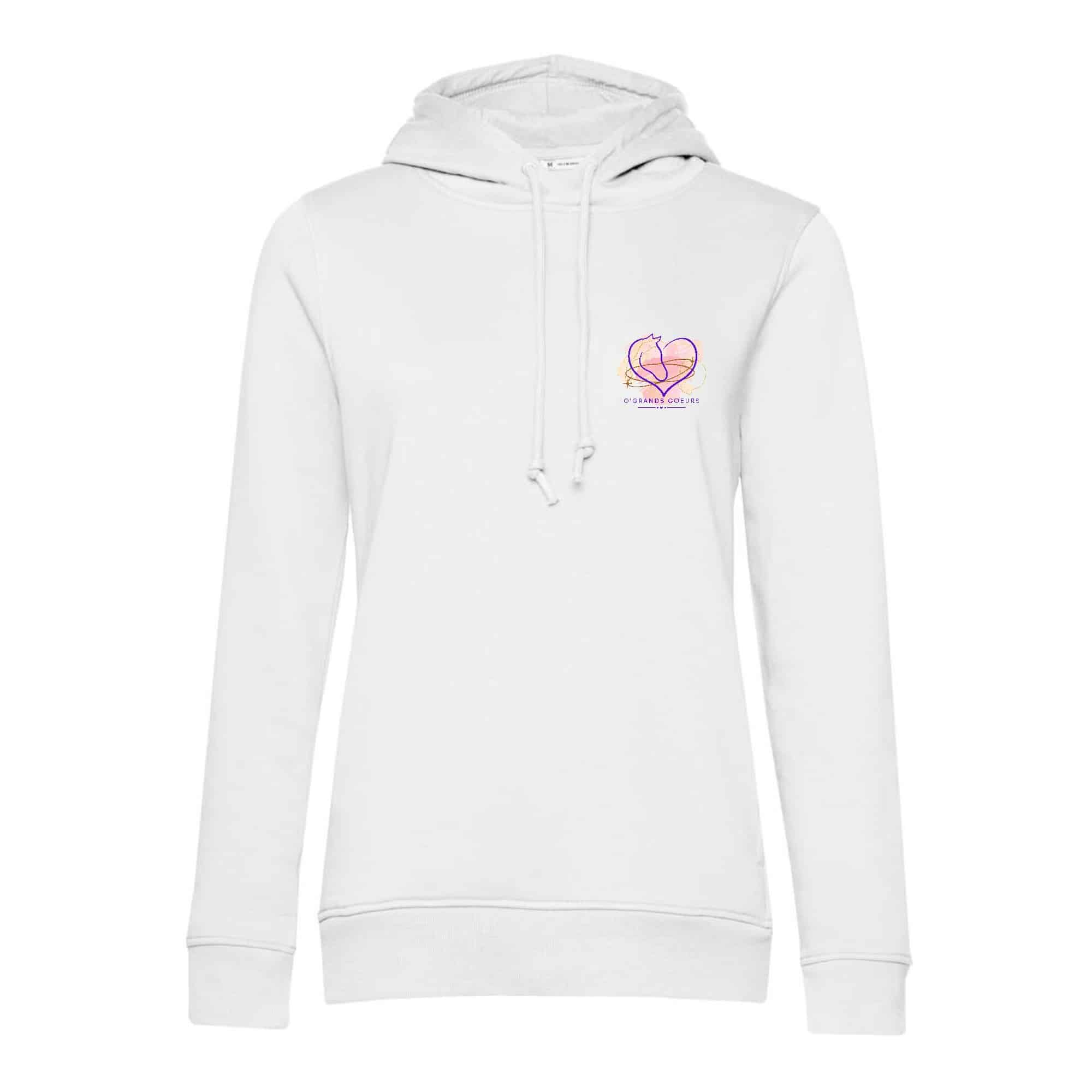SWEAT A CAPUCHE (femme) – Association O’GRANDS COEURS - Blanc - BCW34B – Image 4
