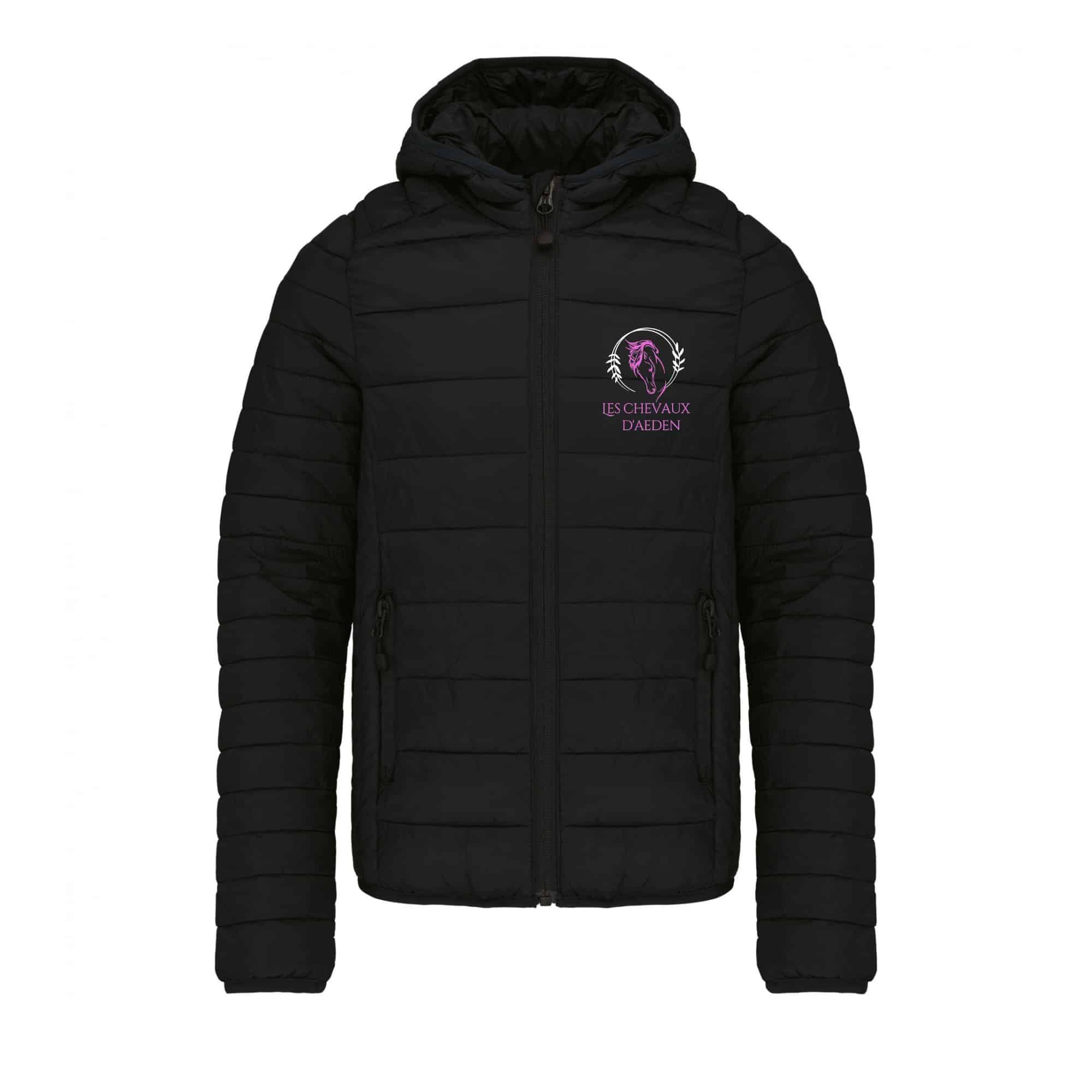 DOUDOUNE AVEC MANCHES ET CAPUCHE (enfant) - Les chevaux d'aeden - Noir - K6112