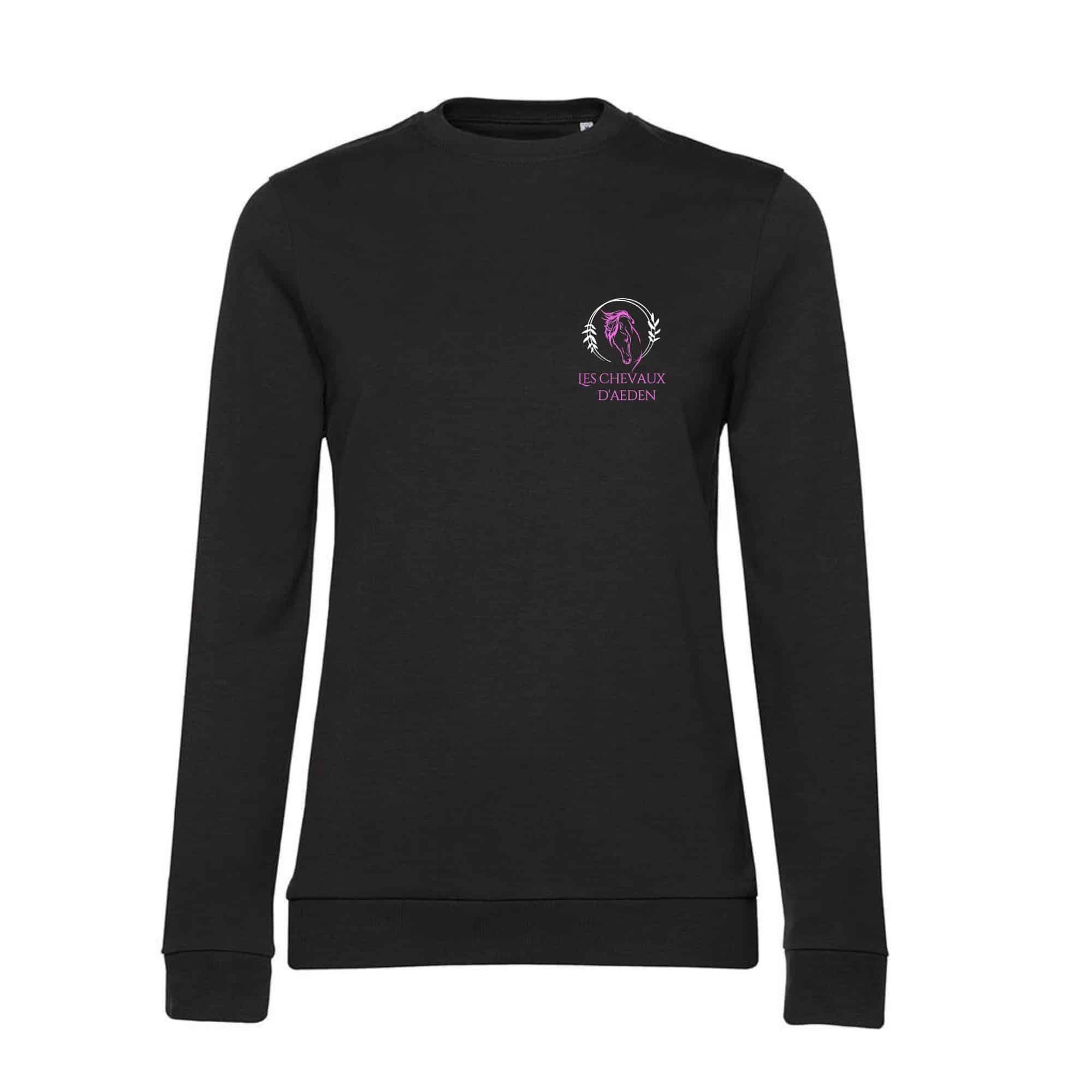 SWEAT COL ROND (femme) - Les chevaux d'aeden - Noir - BCW01Q