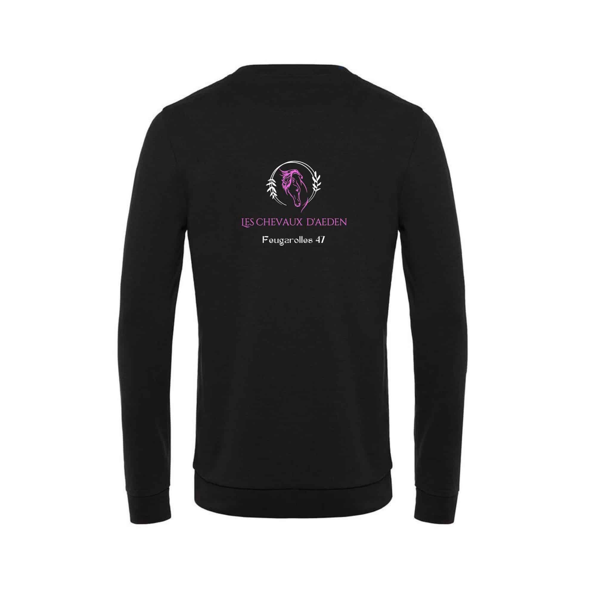 SWEAT COL ROND (femme) - Les chevaux d'aeden - Noir - BCW01Q – Image 3