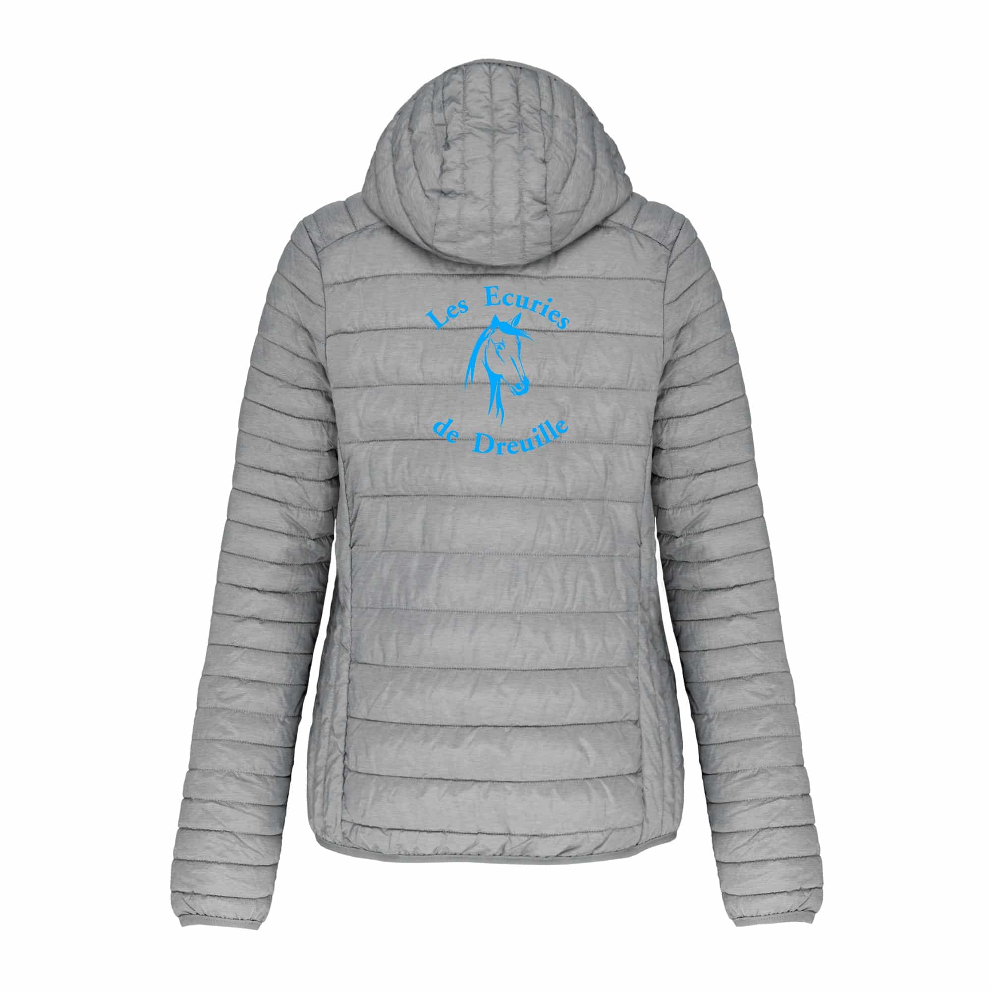 DOUDOUNE AVEC MANCHES ET CAPUCHE (femme) - Les écuries de Dreuille - Gris chiné - K6111 – Image 3