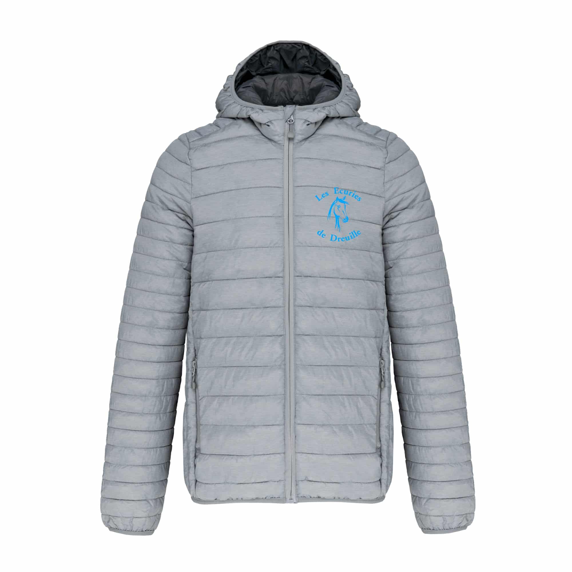 DOUDOUNE AVEC MANCHES ET CAPUCHE (homme) - Les écuries de Dreuille - Gris chiné - K6110