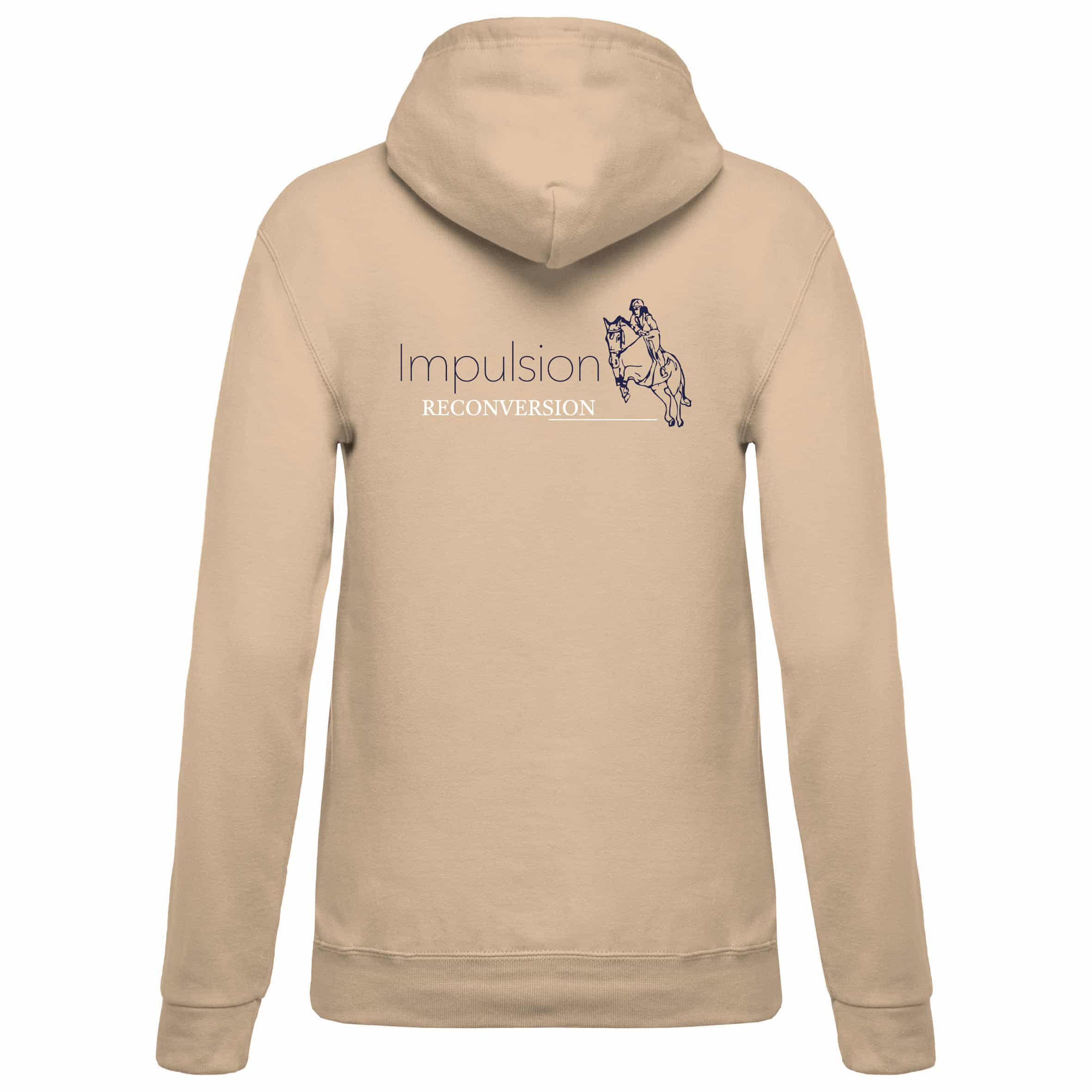 SWEAT A CAPUCHE (femme) – IMPULSION RECONVERSION - Beige - K473 – Image 2