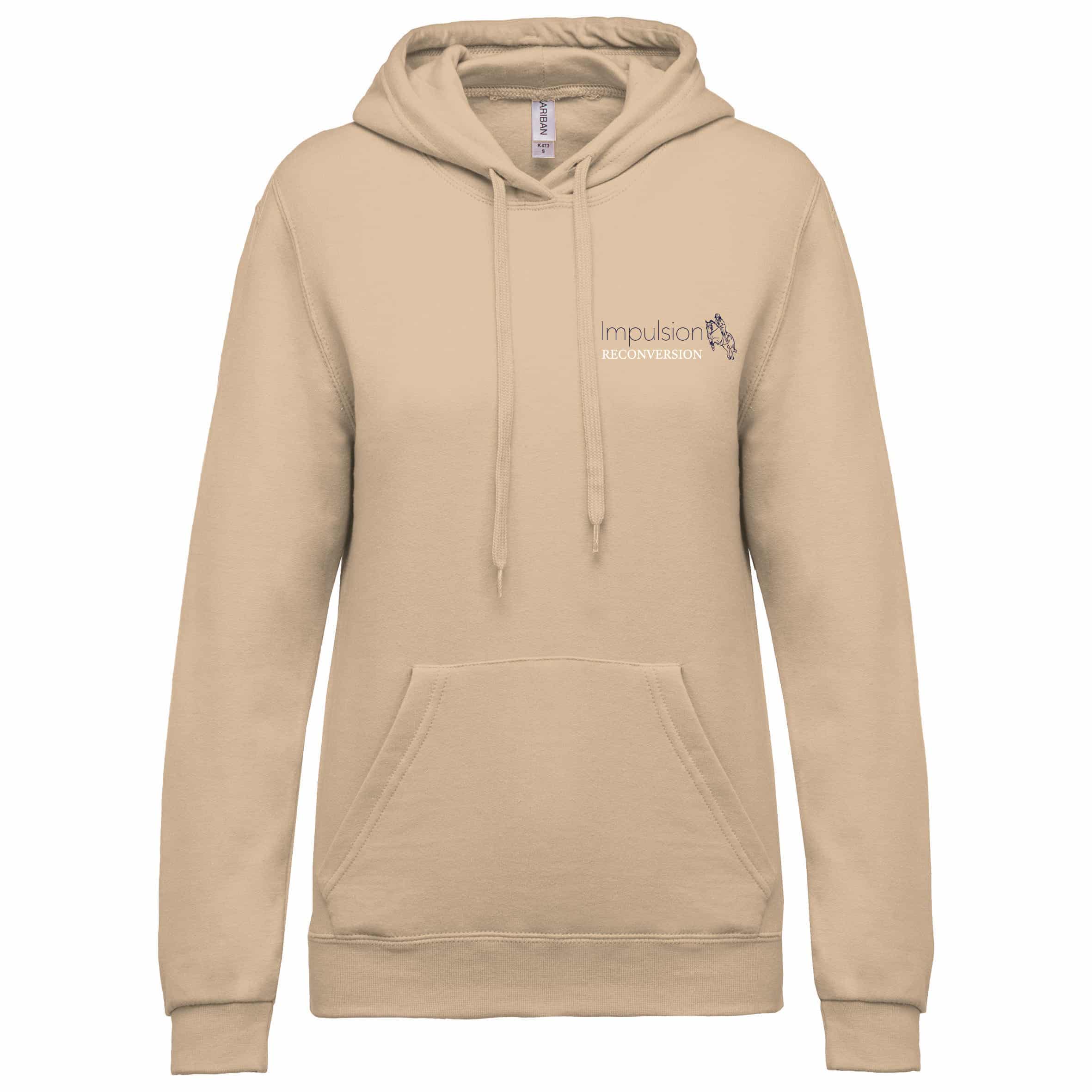 SWEAT A CAPUCHE (femme) – IMPULSION RECONVERSION - Beige - K473