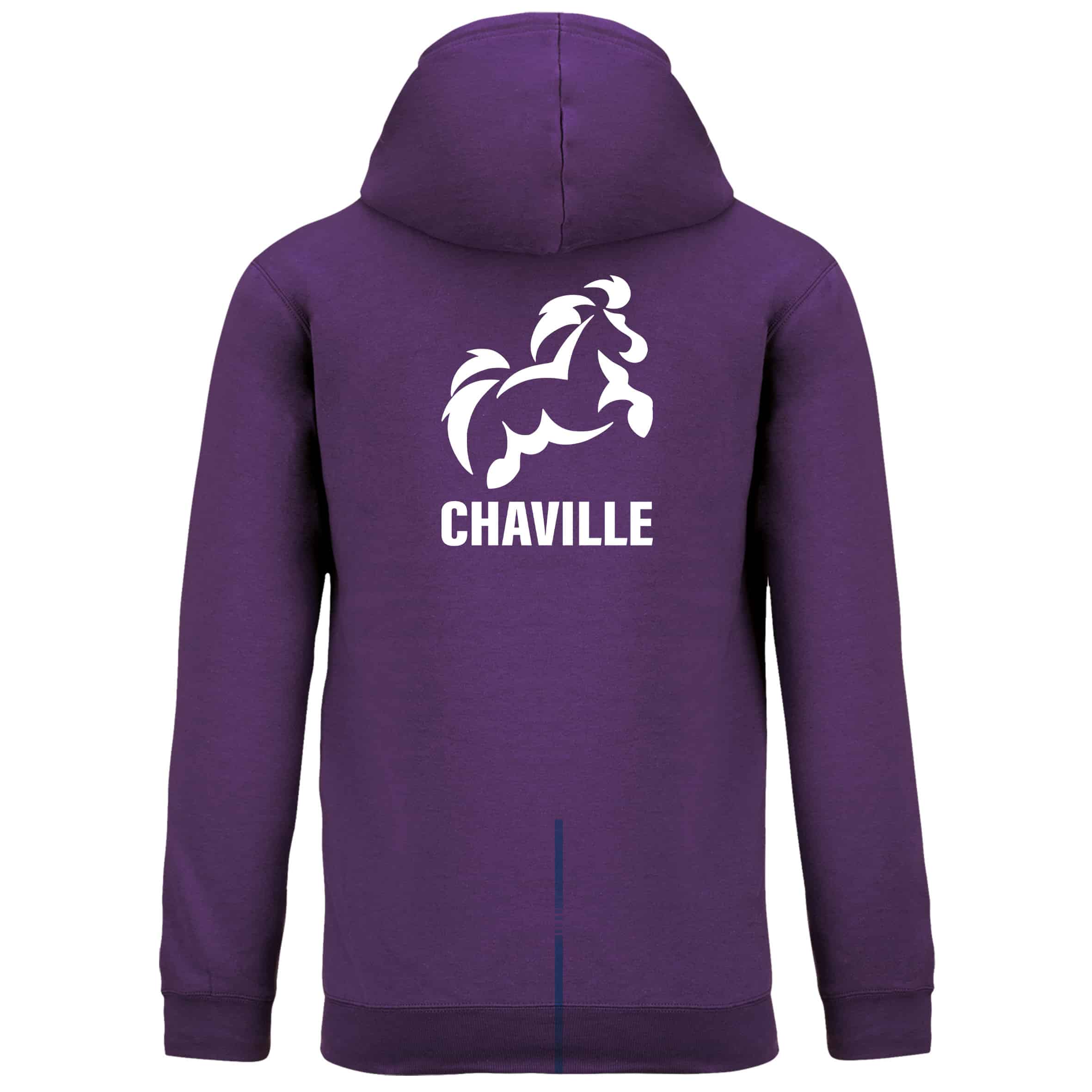 SWEAT A CAPUCHE (homme) - Poney Club Centre équestre de Chaville - Violet - K446 – Image 2