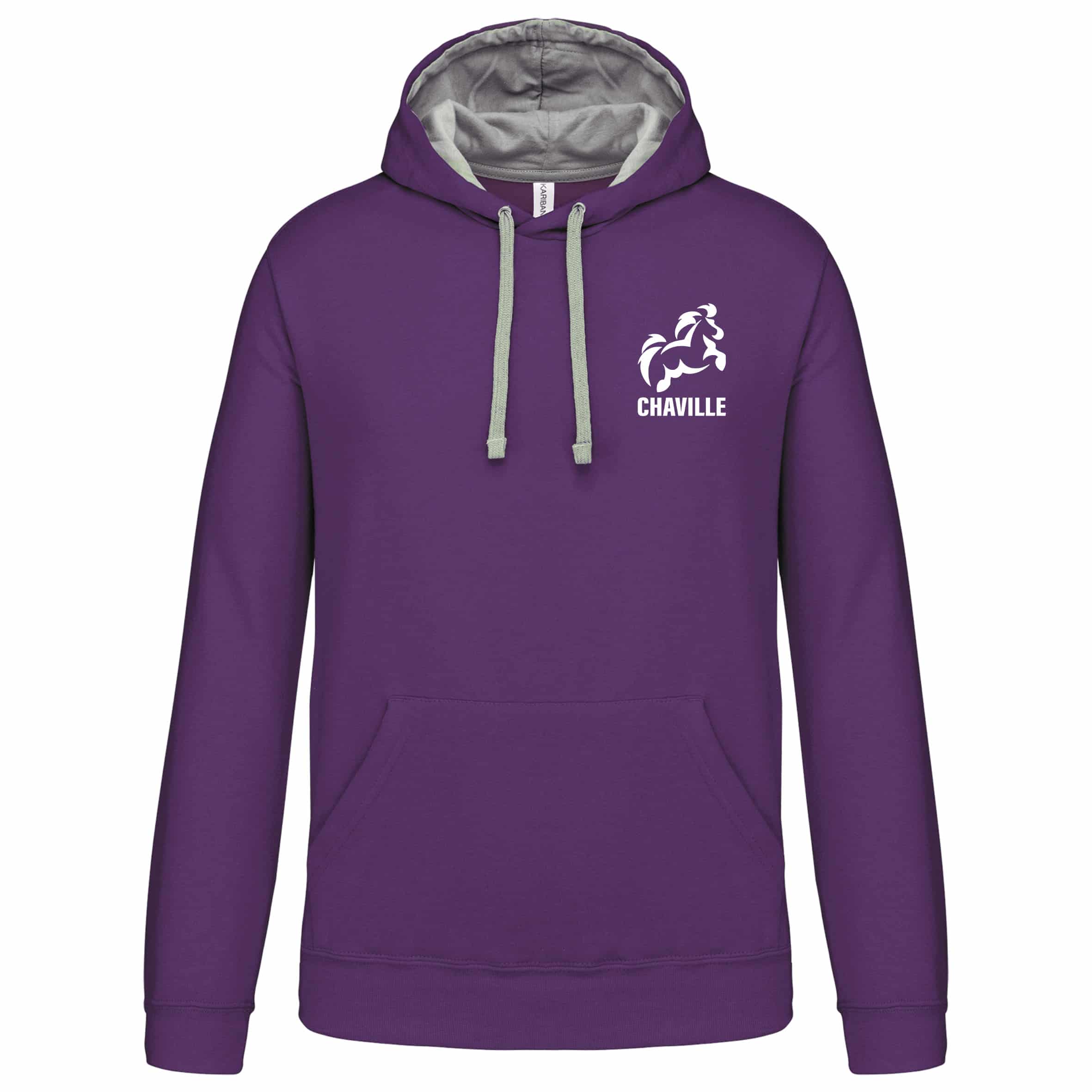SWEAT A CAPUCHE (homme) - Poney Club Centre équestre de Chaville - Violet - K446