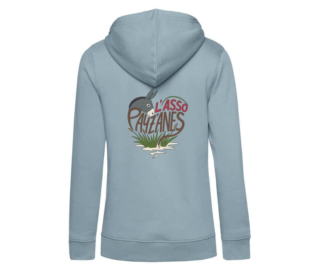 SWEAT A CAPUCHE (femme) – PAYZANES - Bleu ciel - BCW34B – Image 5